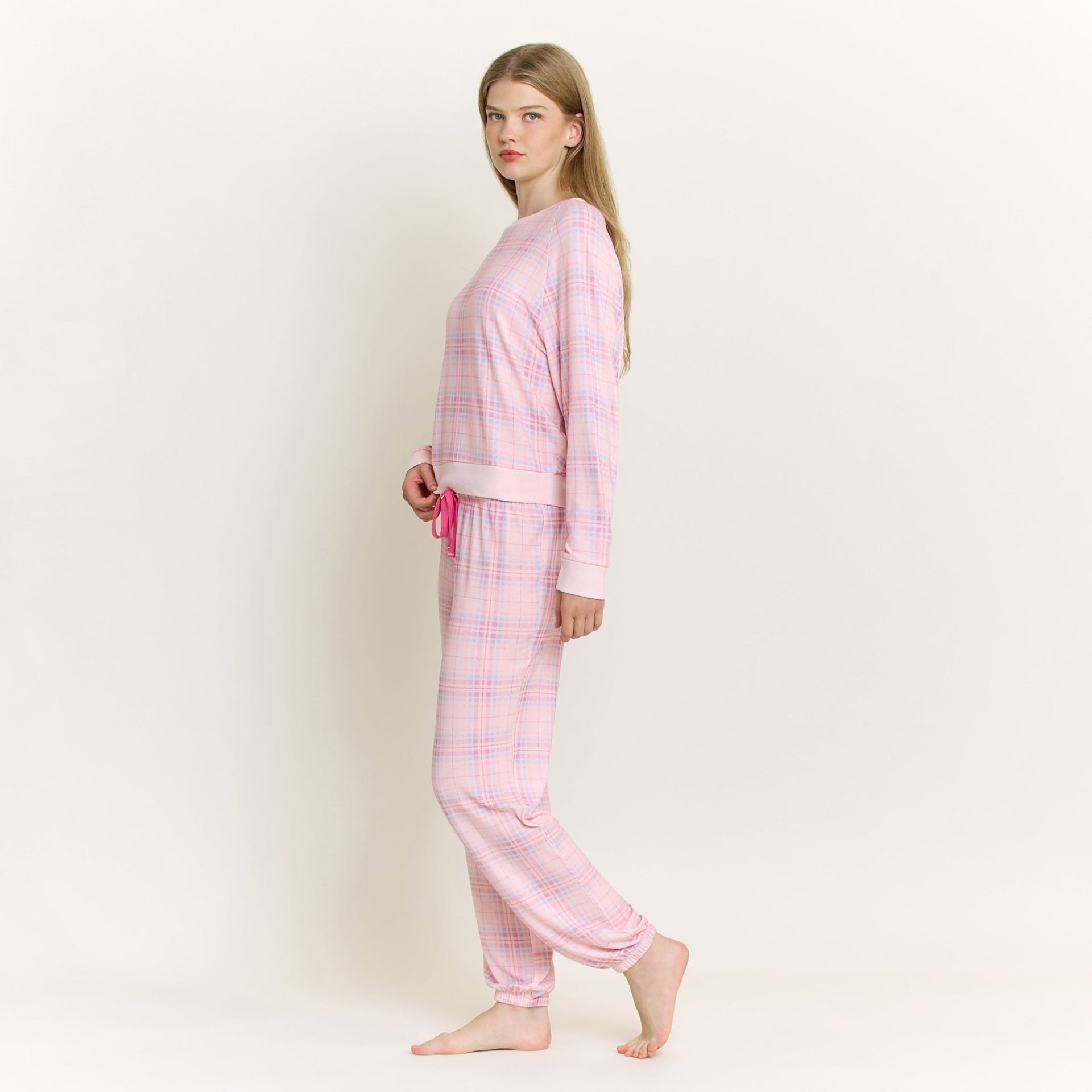 Star Seeker Long Set in Budding Plaid - Honeydew - XS