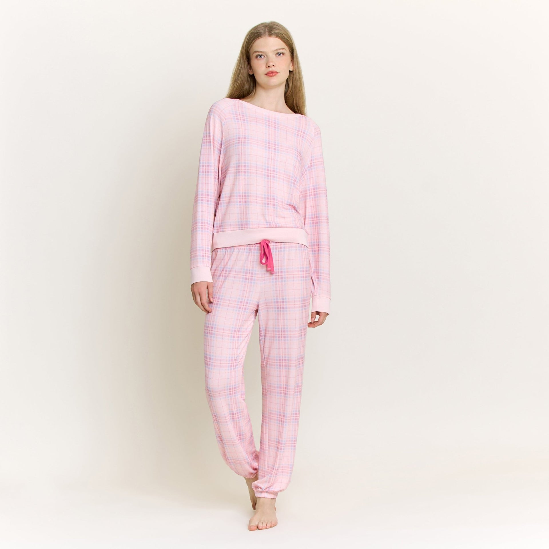 Star Seeker Long Set in Budding Plaid - Honeydew - XS