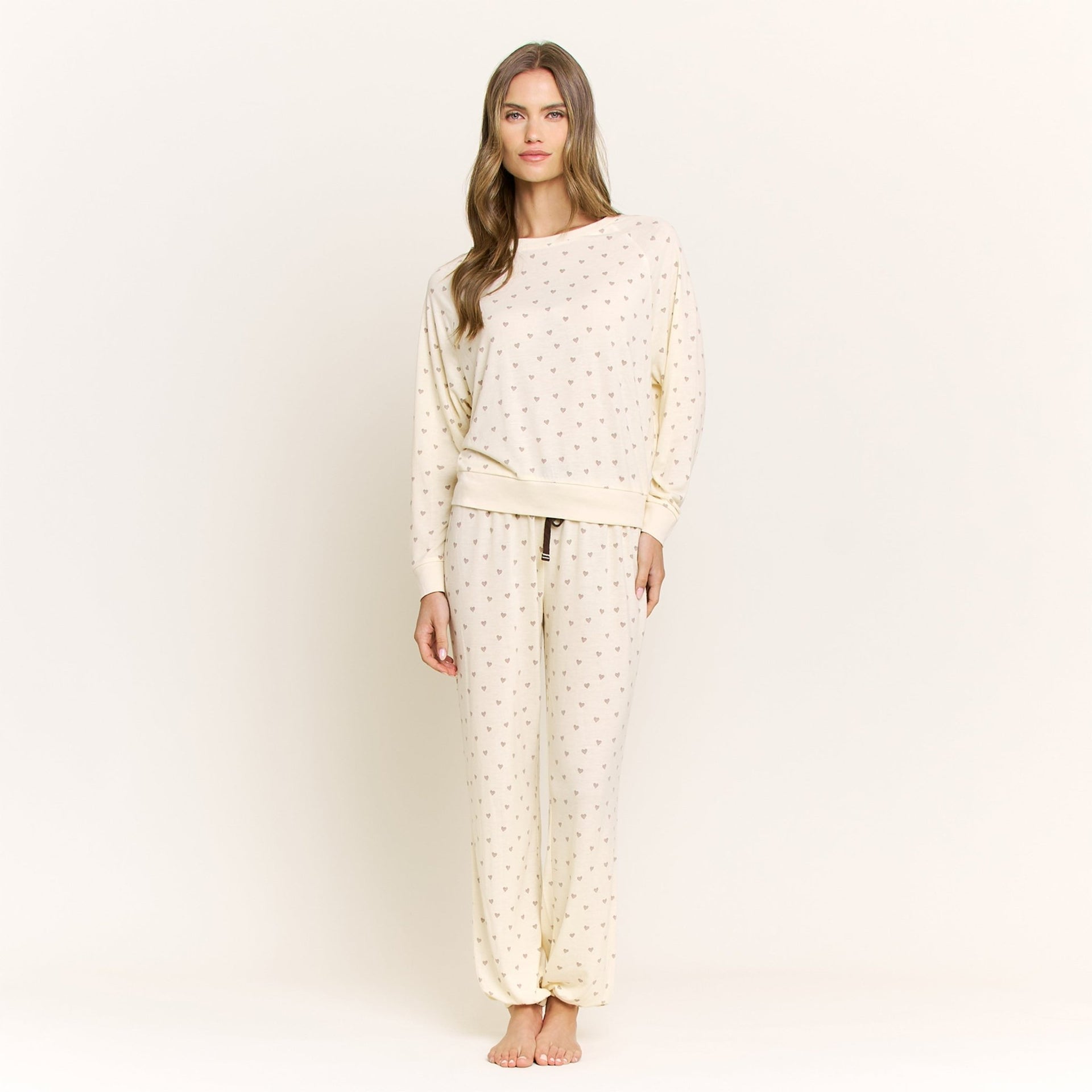 Star Seeker Long Set in Butter Daydream Hearts - Honeydew - XS