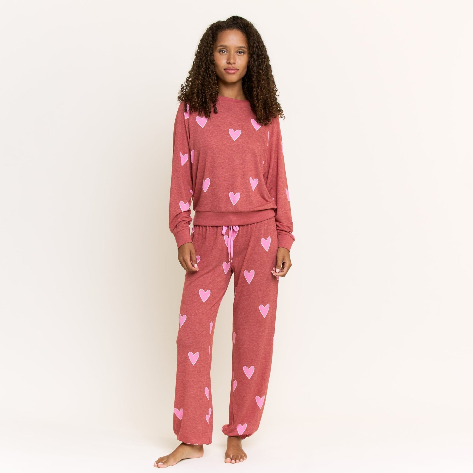 Star Seeker Long Set in Cherry Hearts - Sleepwear & Loungewear - XL