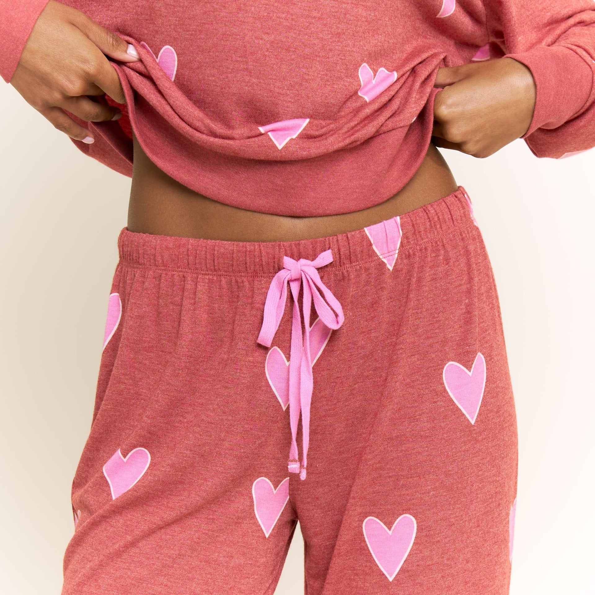 Star Seeker Long Set in Cherry Hearts - Sleepwear & Loungewear -