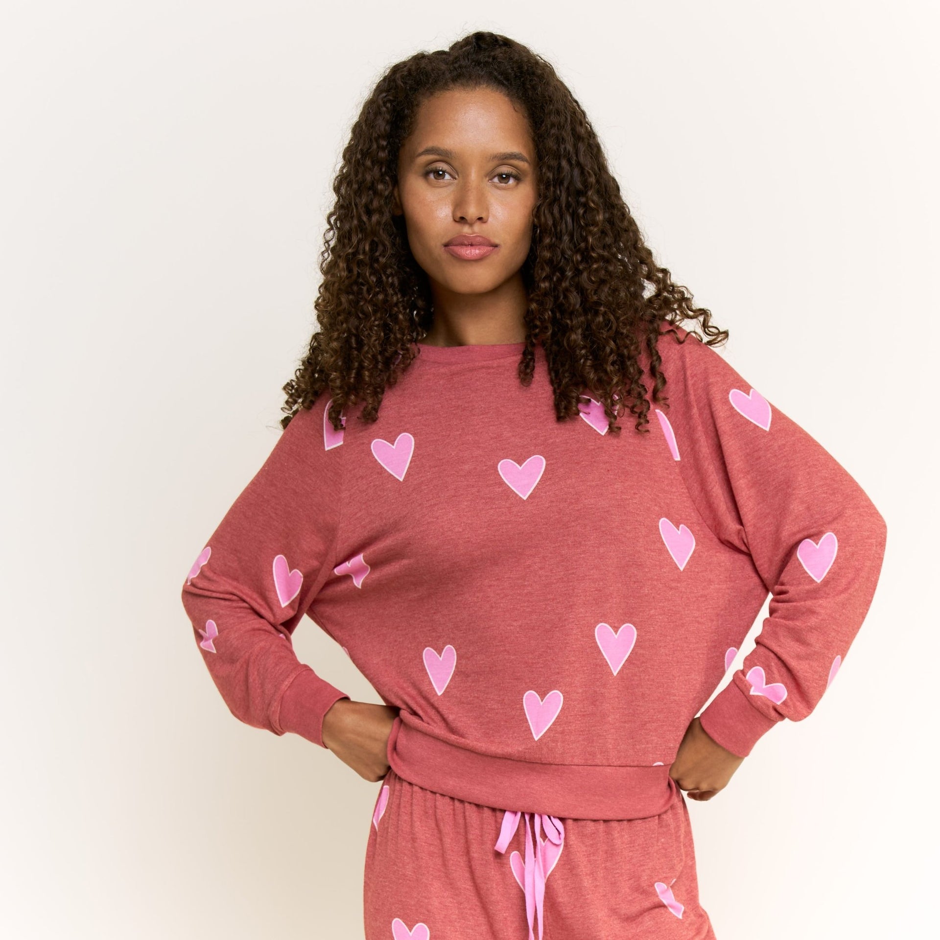 Star Seeker Long Set in Cherry Hearts - Sleepwear & Loungewear -