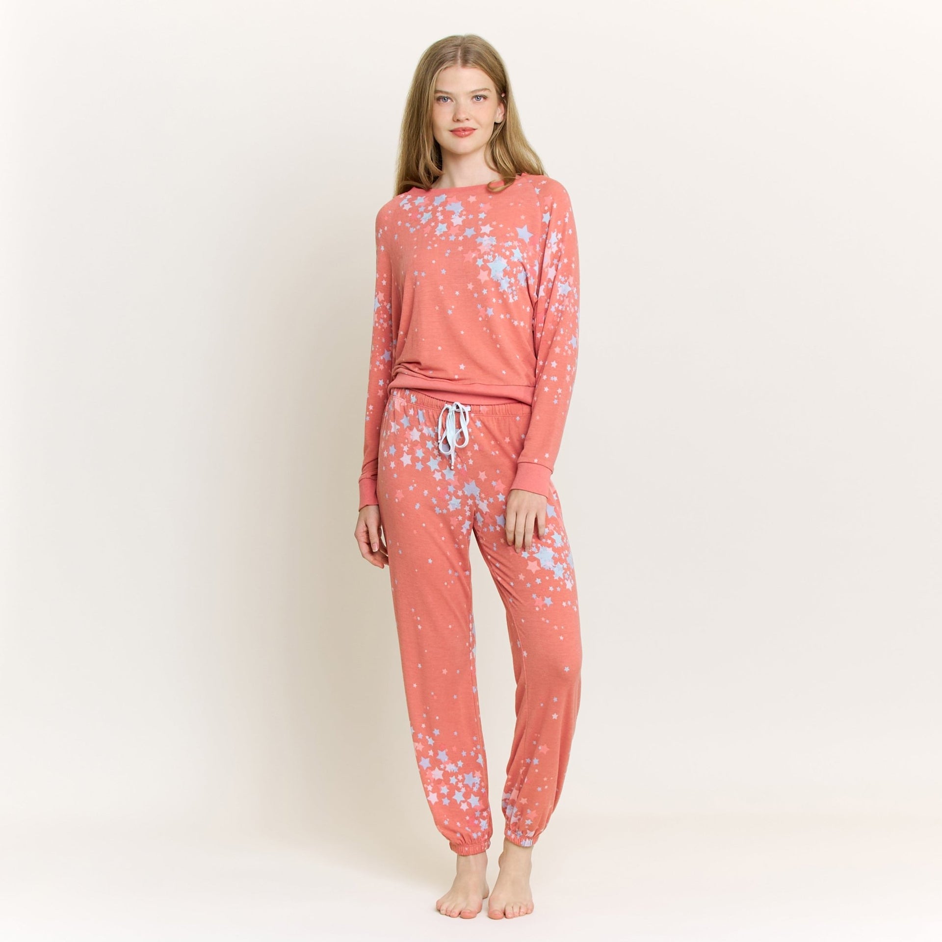 Star Seeker Long Set in Coral Blush Stars - Honeydew - XS