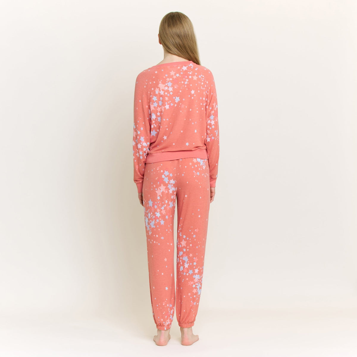 Star Seeker Long Set in Coral Blush Stars - Sleepwear & Loungewear -