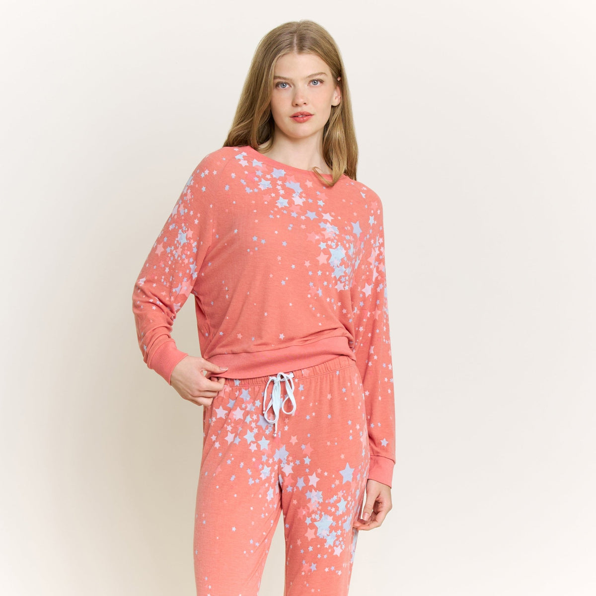 Star Seeker Long Set in Coral Blush Stars - Sleepwear & Loungewear -