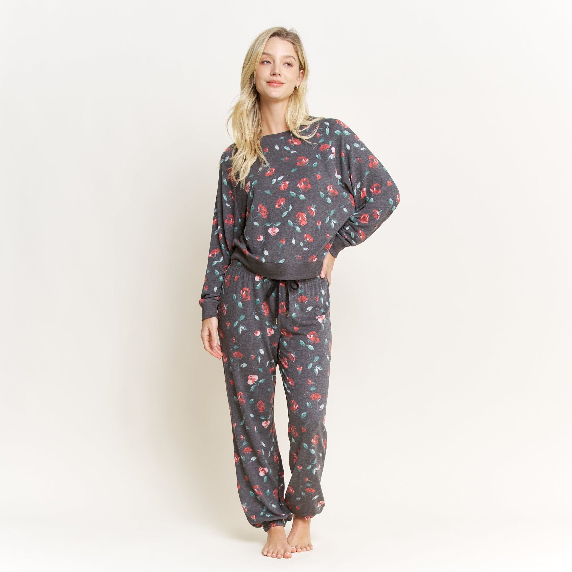 Star Seeker Long Set in Dark Roses - Sleepwear & Loungewear - XL