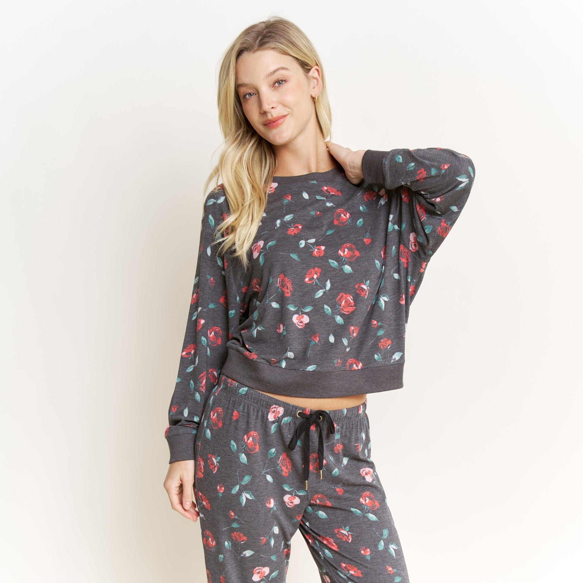 Star Seeker Long Set in Dark Roses - Sleepwear & Loungewear -