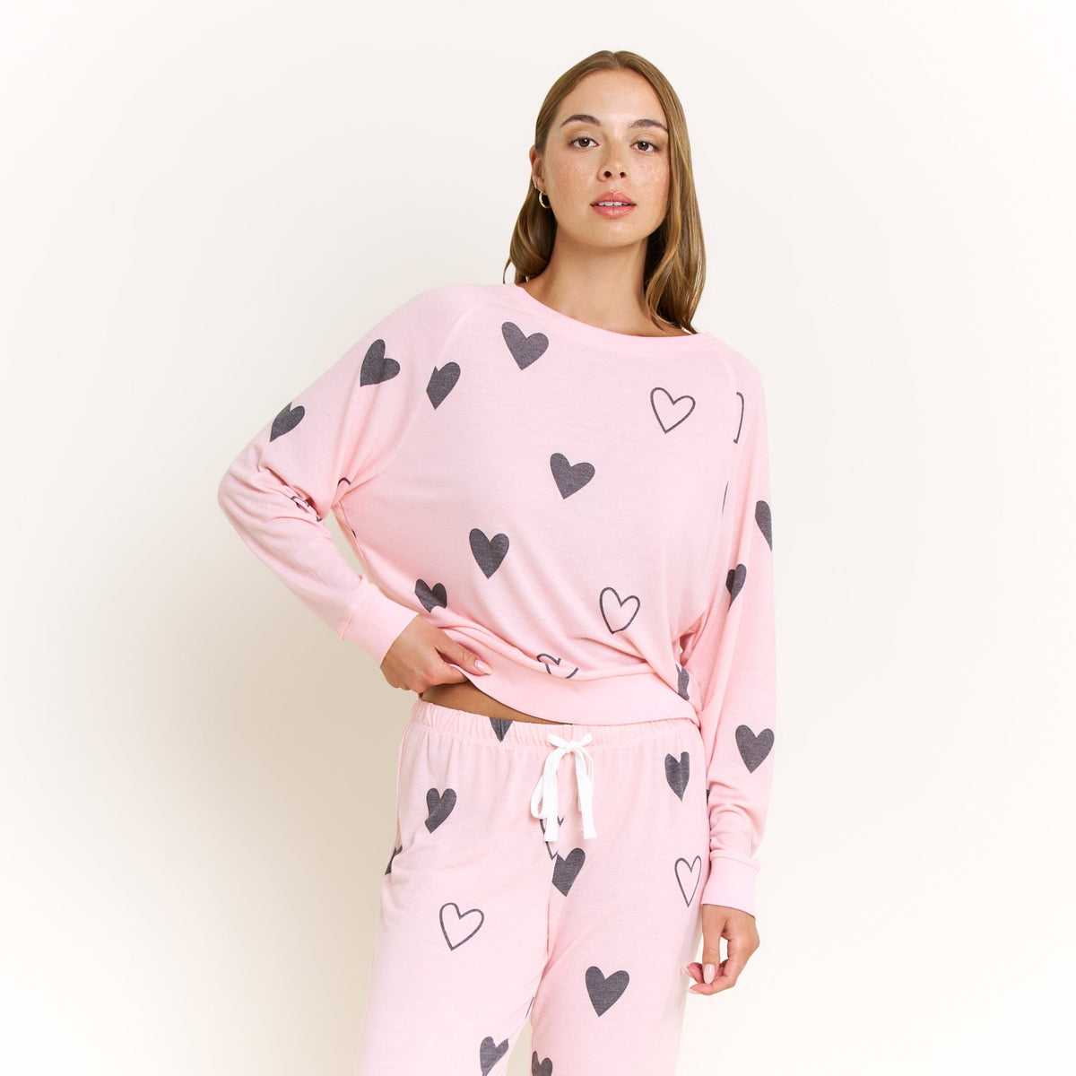 Star Seeker Long Set In Dusty Hearts - Sleepwear & Loungewear -
