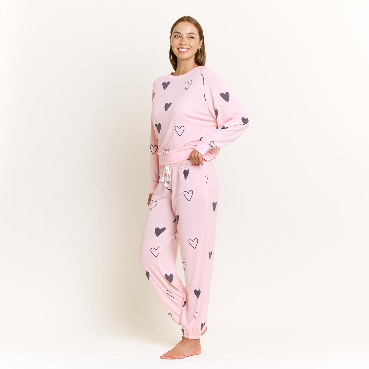 Star Seeker Long Set In Dusty Hearts - Sleepwear & Loungewear -