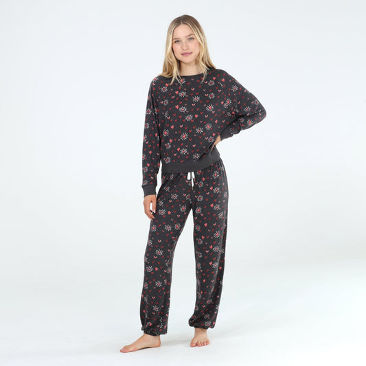 Star Seeker Long Set In Heart Daisies - Loungewear - X-Large