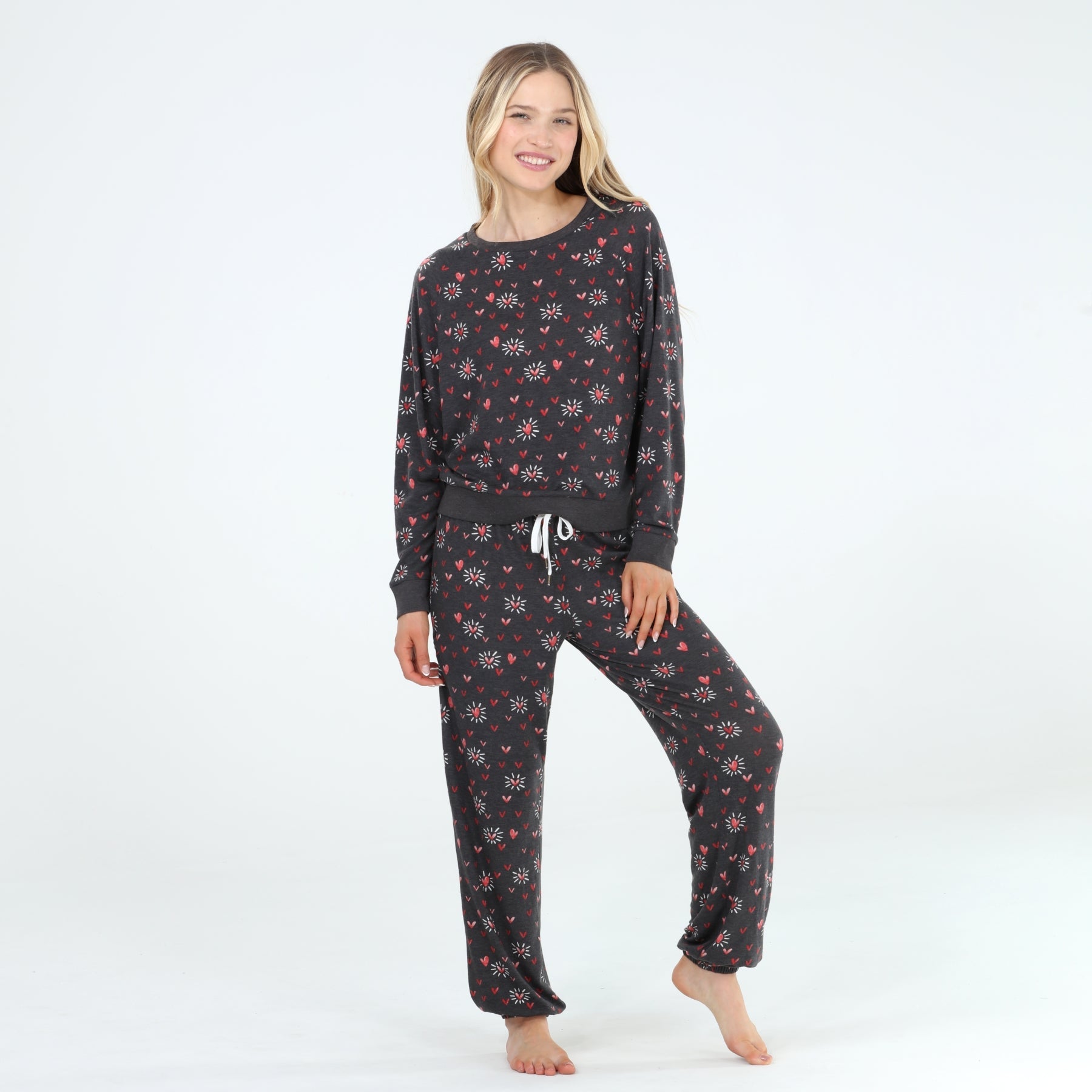 Star Seeker Long Set In Heart Daisies - Loungewear -