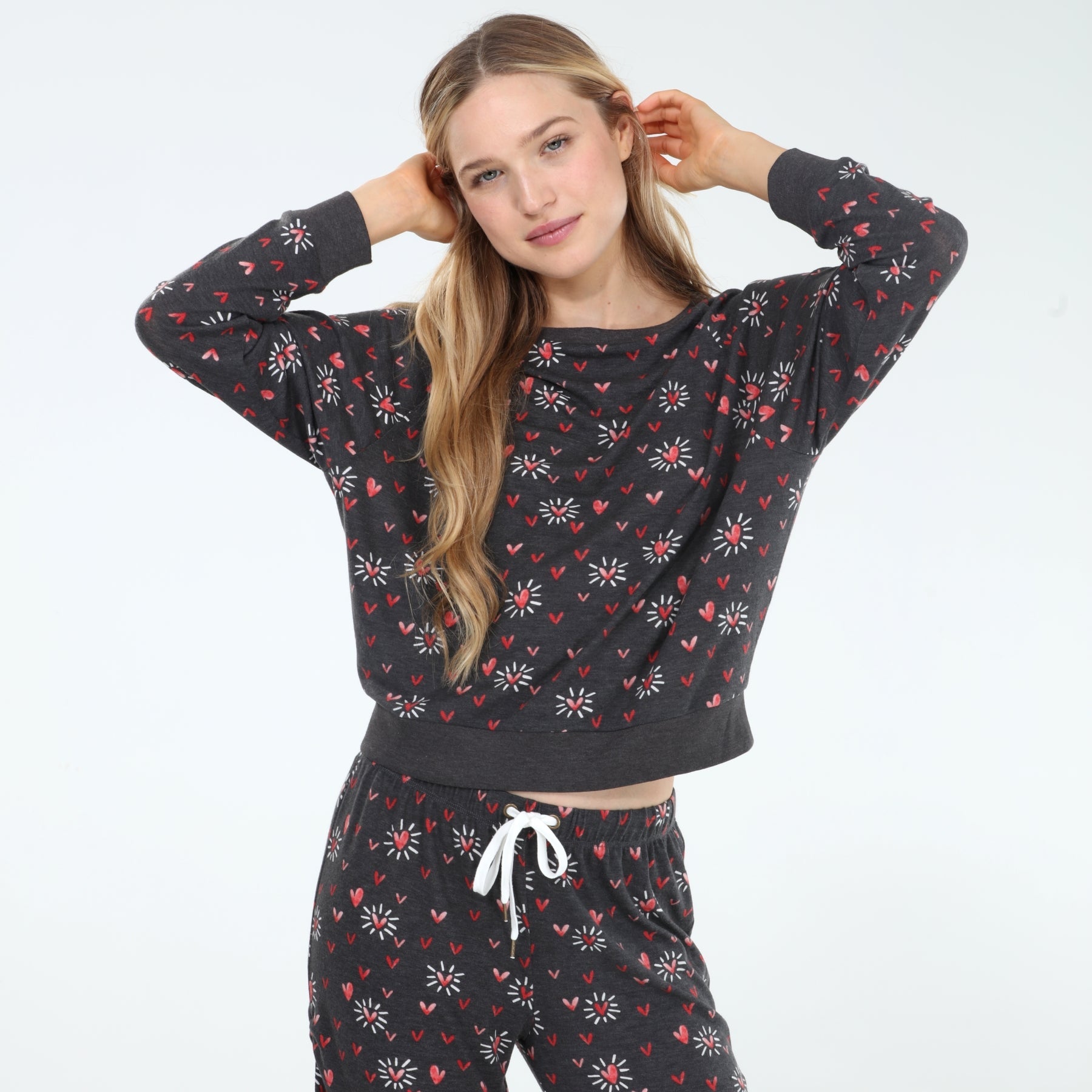 Star Seeker Long Set In Heart Daisies - Loungewear -