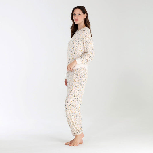 Star Seeker Long Set In Ivory Terrazzo - Loungewear -