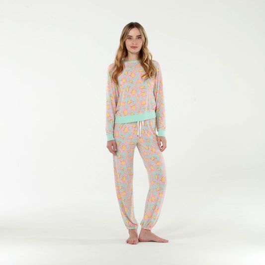 Star Seeker Long Set In Kelp Floral - Loungewear - X-Large