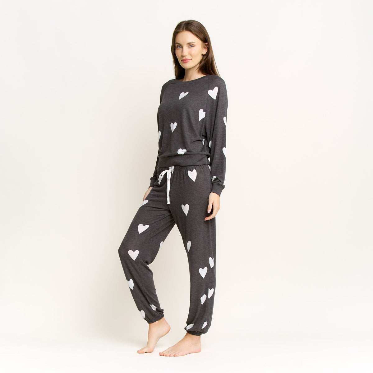 Star Seeker Long Set in Noir Hearts - Sleepwear & Loungewear -