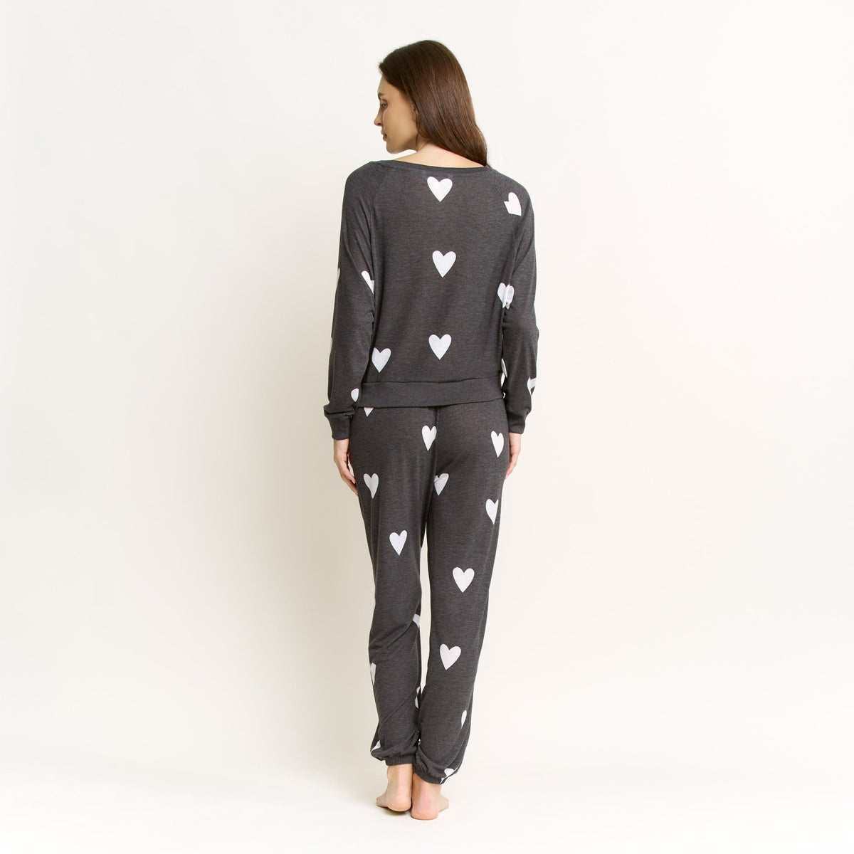 Star Seeker Long Set in Noir Hearts - Sleepwear & Loungewear -
