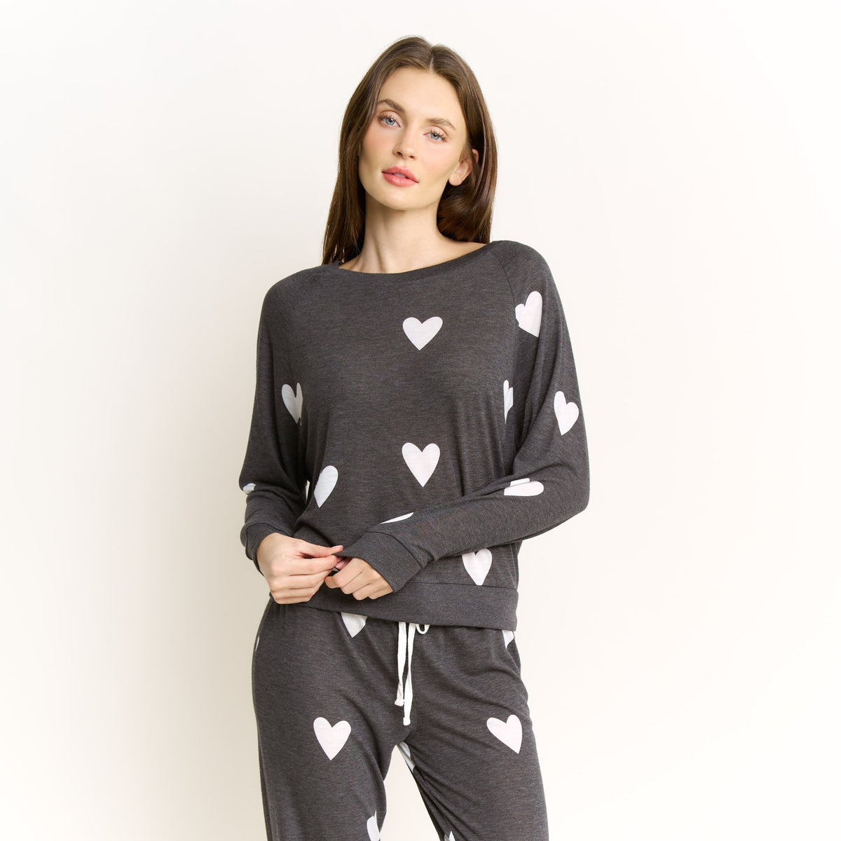 Star Seeker Long Set in Noir Hearts - Sleepwear & Loungewear -