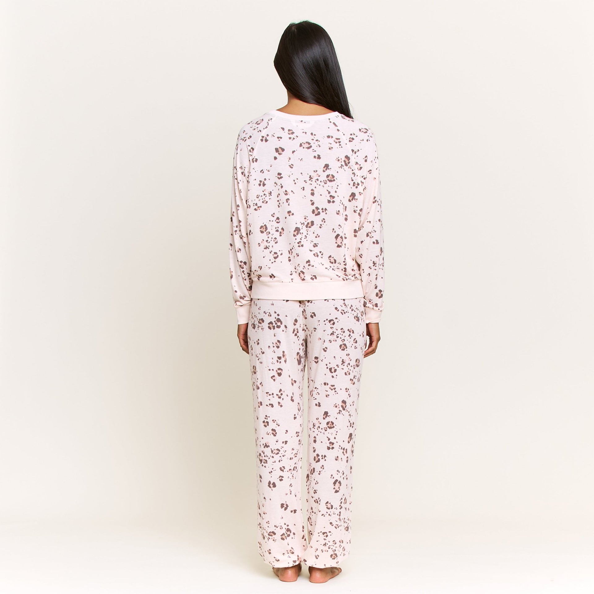 Star Seeker Long Set in Powdery Peach Leopard - Sleepwear & Loungewear -