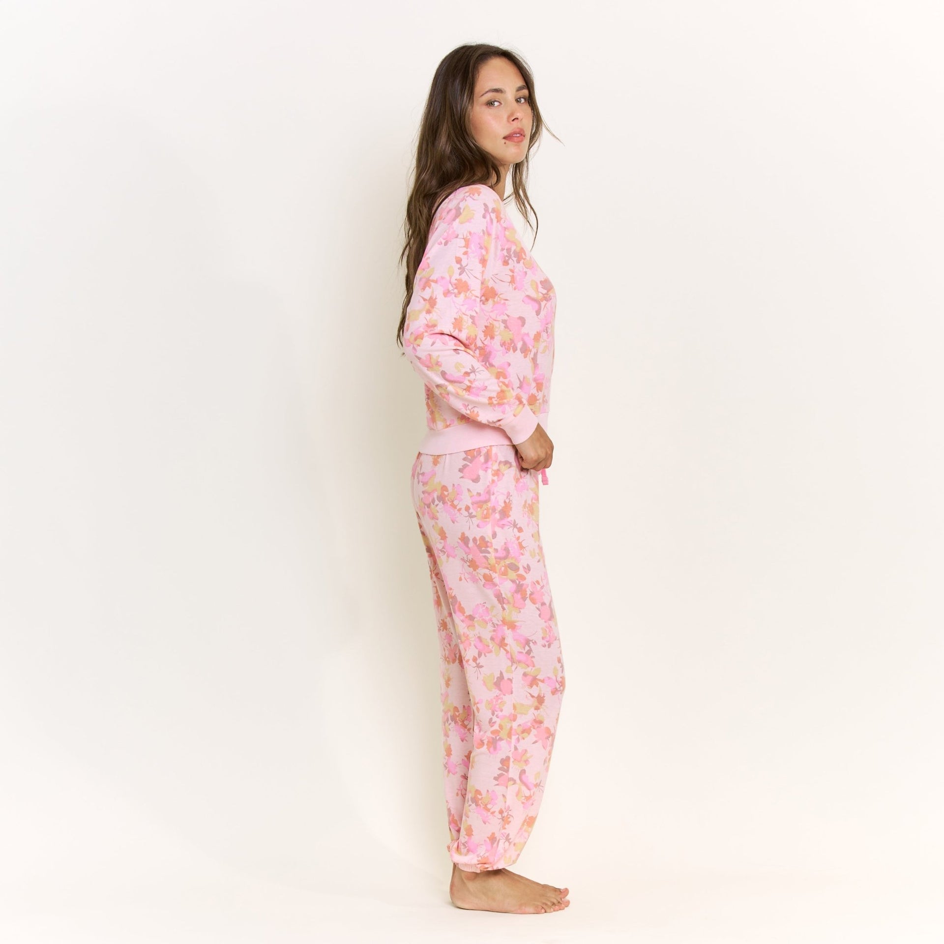 Star Seeker Long Set in Rose Quartz Floral - Sleepwear & Loungewear -