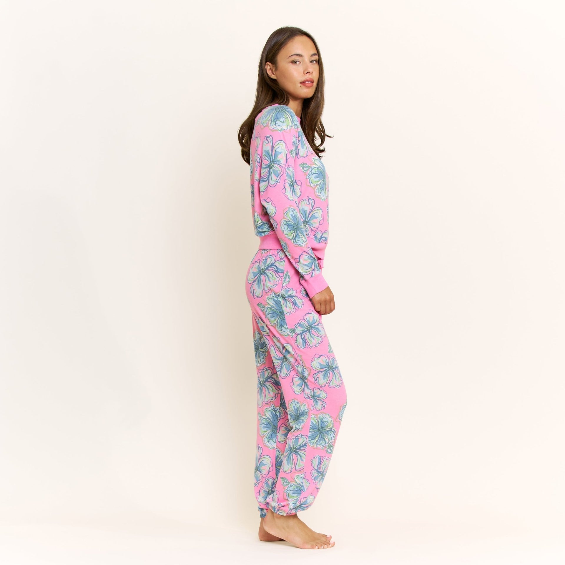 Star Seeker Long Set in Rosette Floral - Sleepwear & Loungewear -