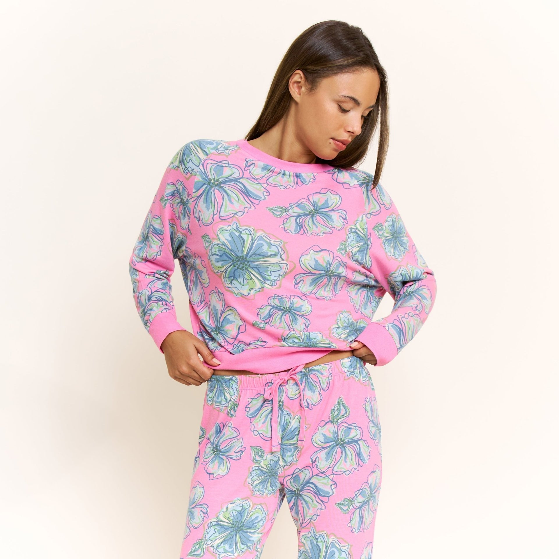 Star Seeker Long Set in Rosette Floral - Sleepwear & Loungewear -
