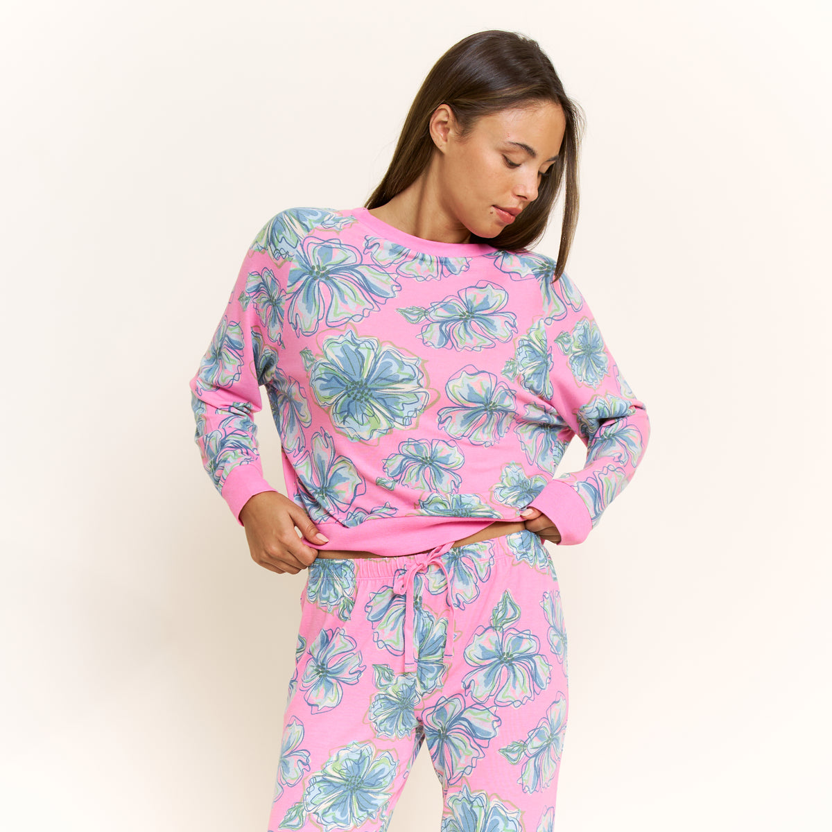 Star Seeker Long Set in Rosette Floral - Sleepwear & Loungewear -