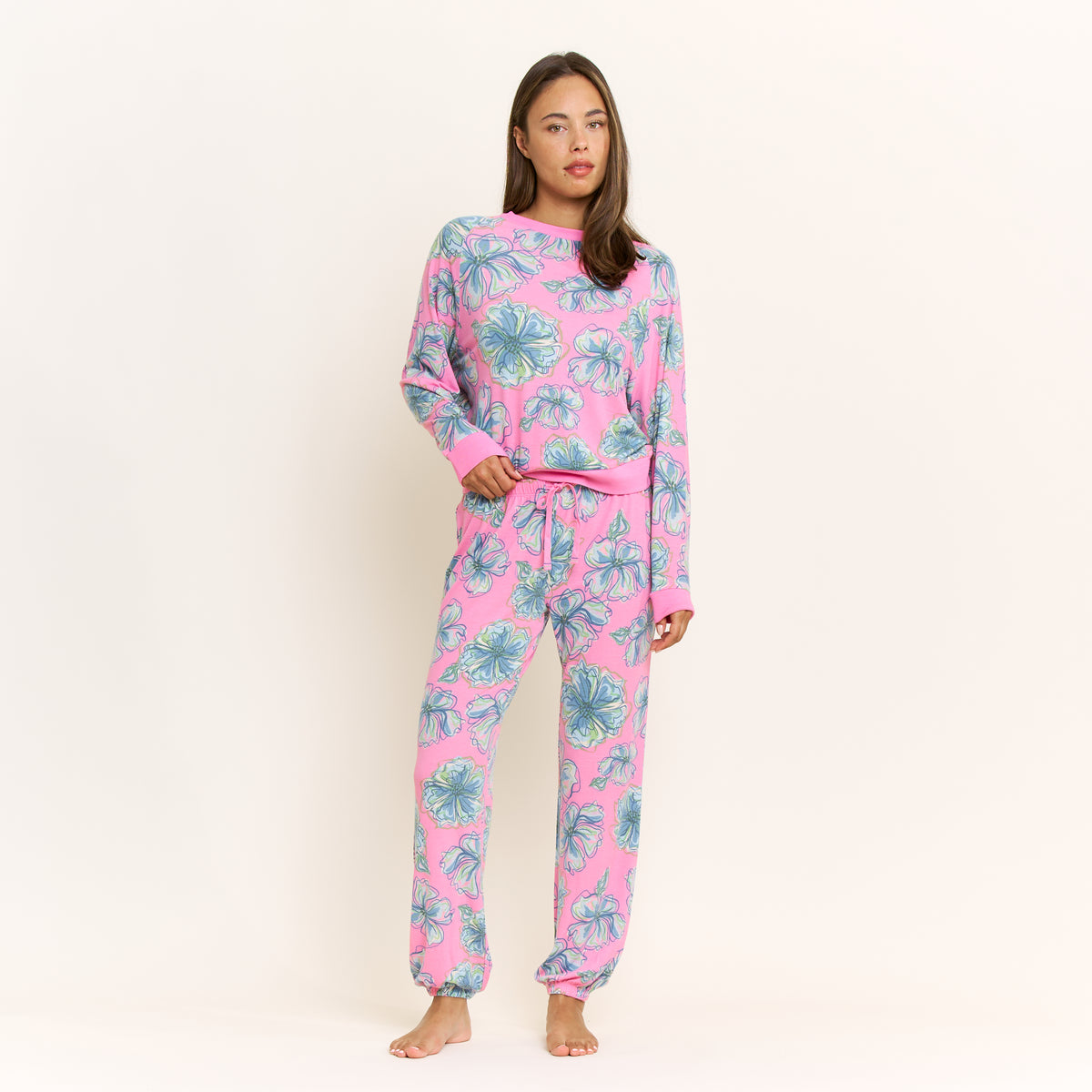 Star Seeker Long Set in Rosette Floral - Sleepwear & Loungewear -