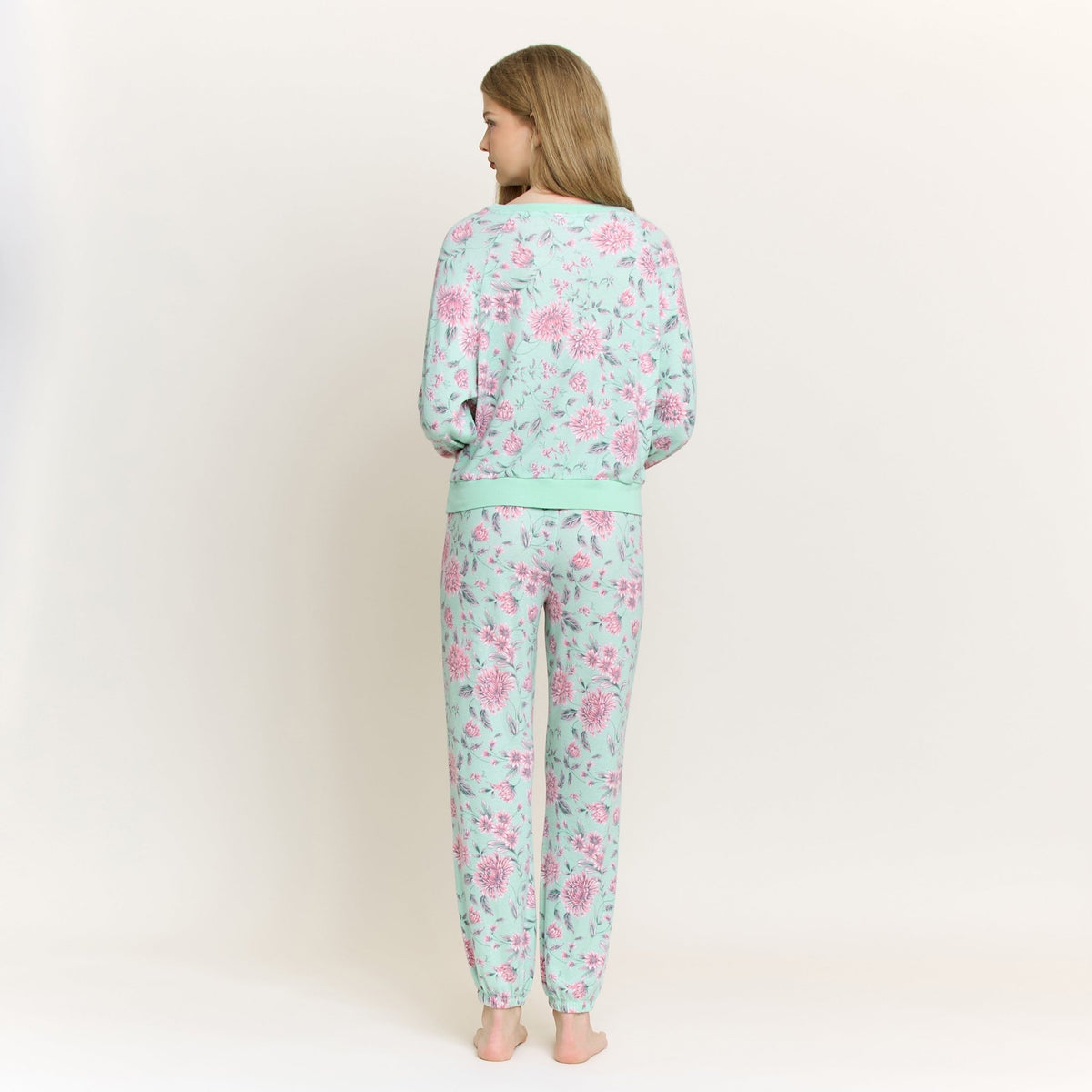 Star Seeker Long Set in Soft Mint Floral - Sleepwear & Loungewear -