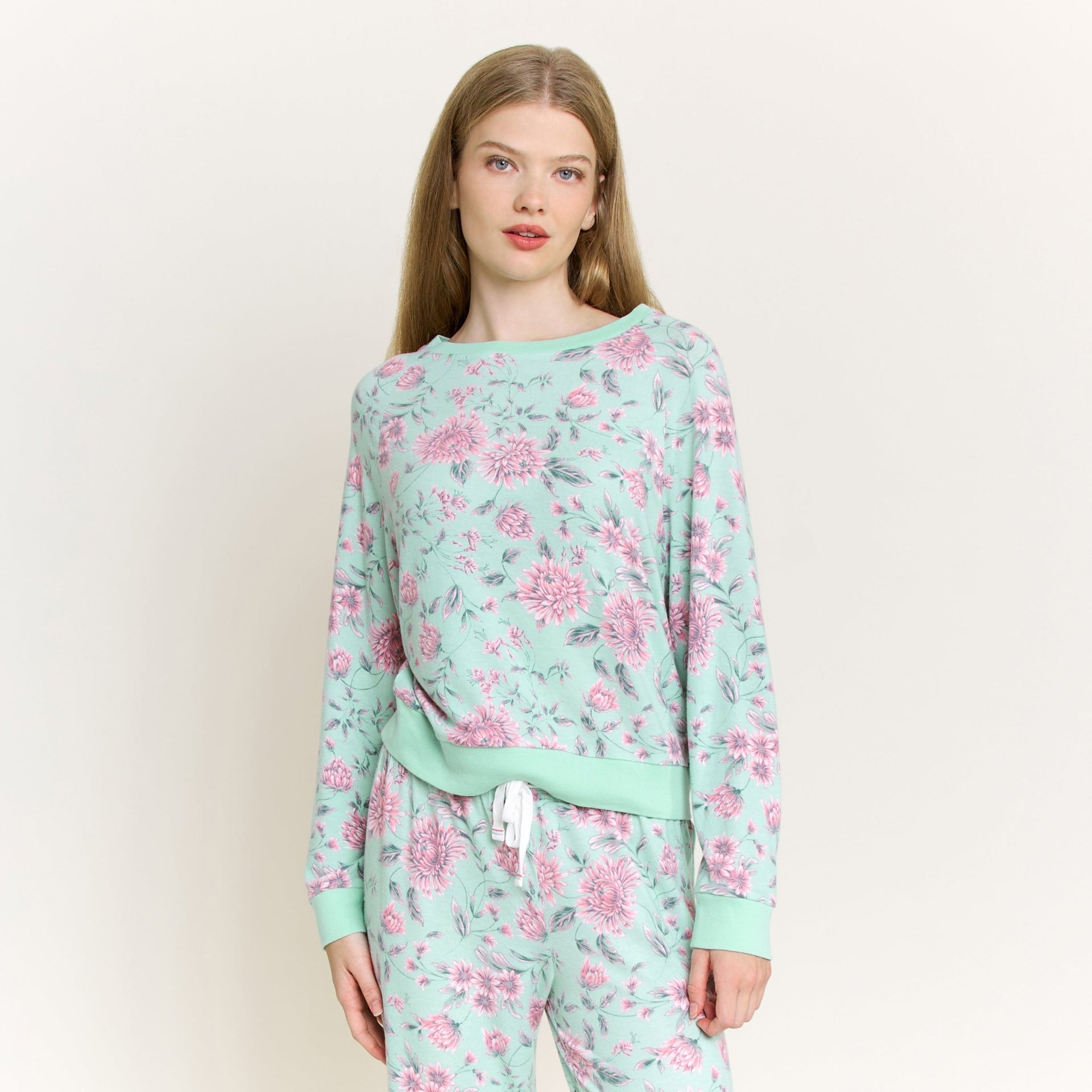 Star Seeker Long Set in Soft Mint Floral - Honeydew - XS