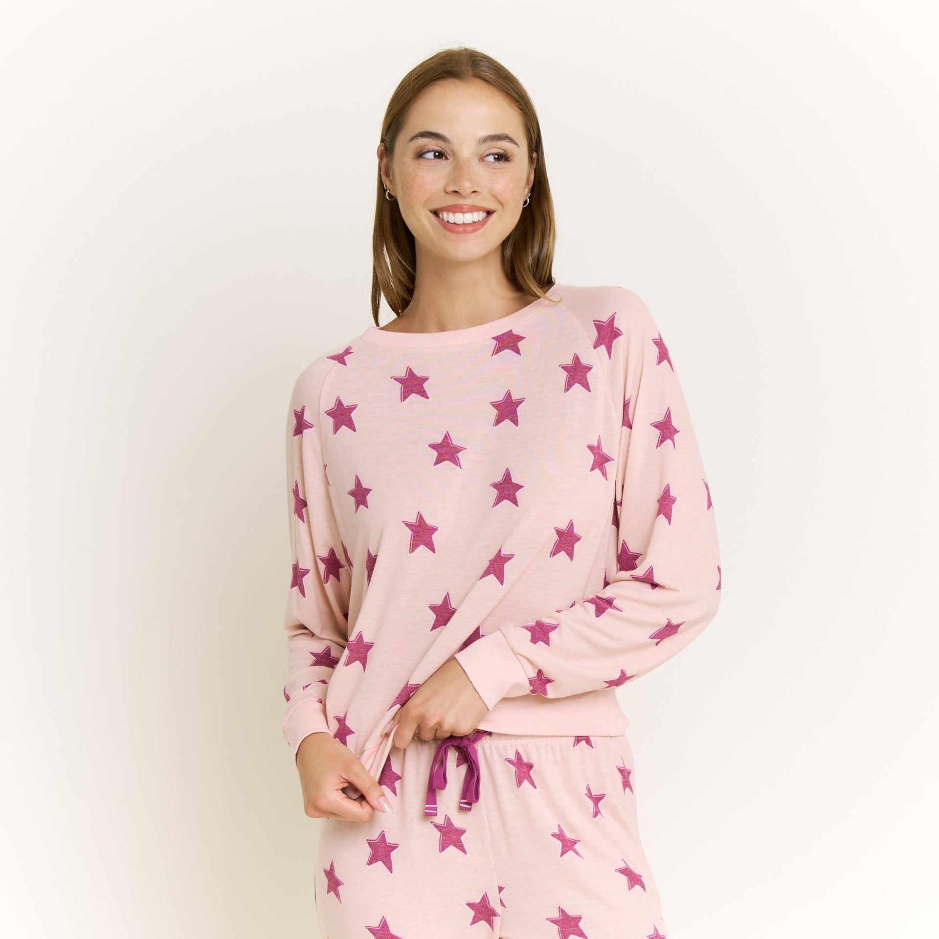 Star Seeker Long Set in Soft Pink Stars - Sleepwear & Loungewear -