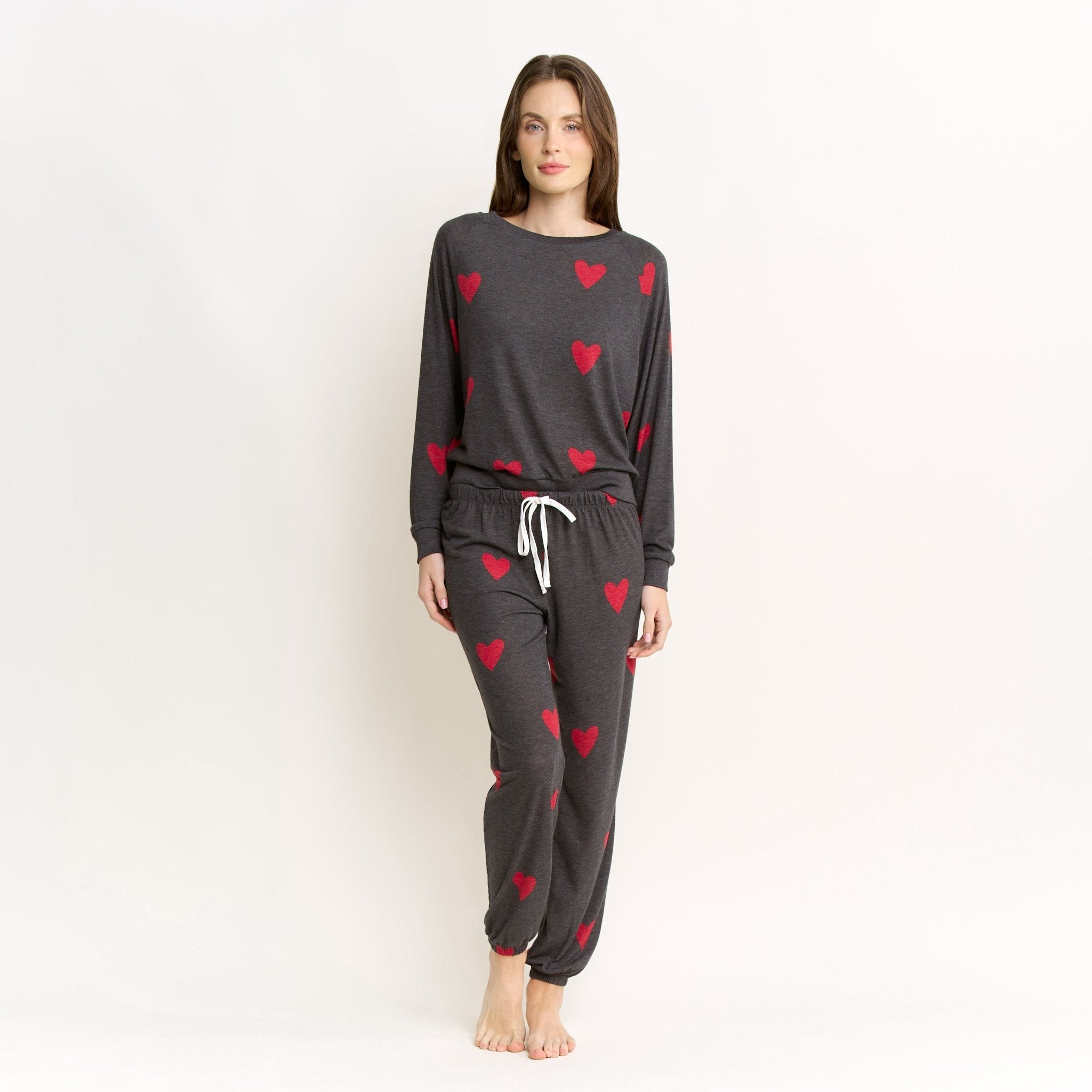 Star Seeker Long Set in Valentine Hearts - Sleepwear & Loungewear - XL