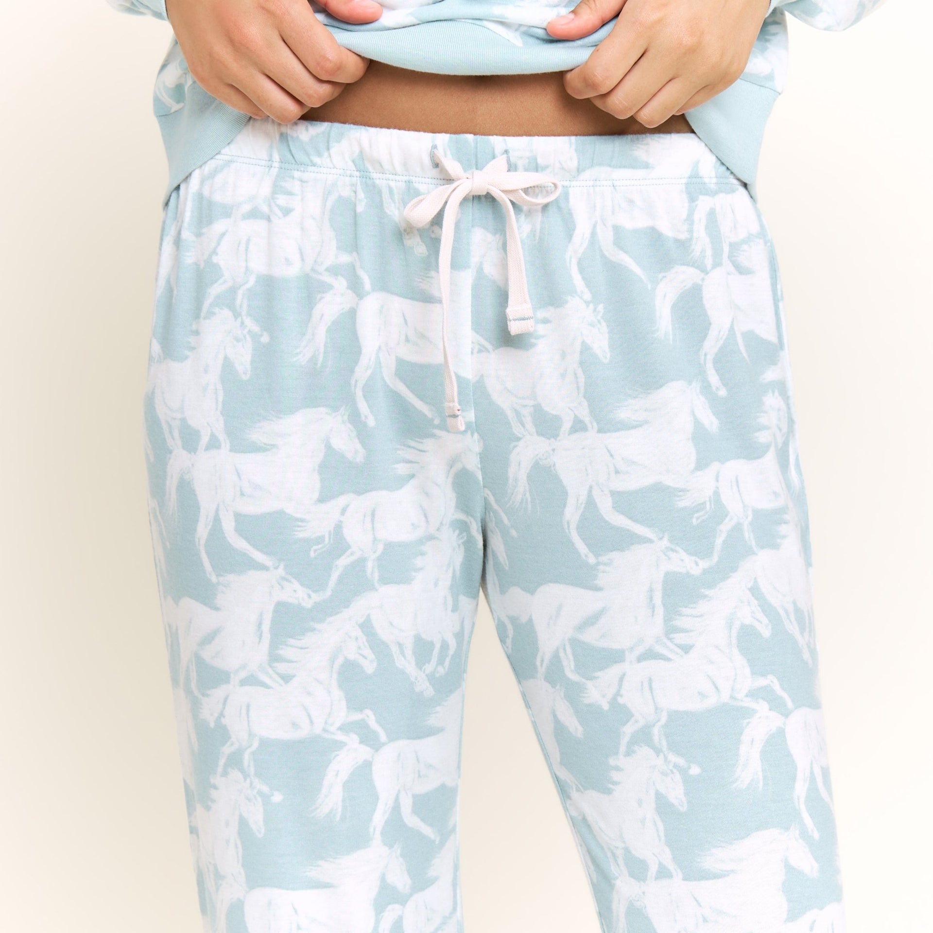 Star Seeker Long Set in Whisper Mint Horses - Sleepwear & Loungewear -