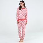 Star Seeker Long Set In White Plaid Trees - Loungewear - X-Large