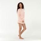 Star Seeker Long Sleeve Shortie Set In Apricot Gingham - Loungewear -