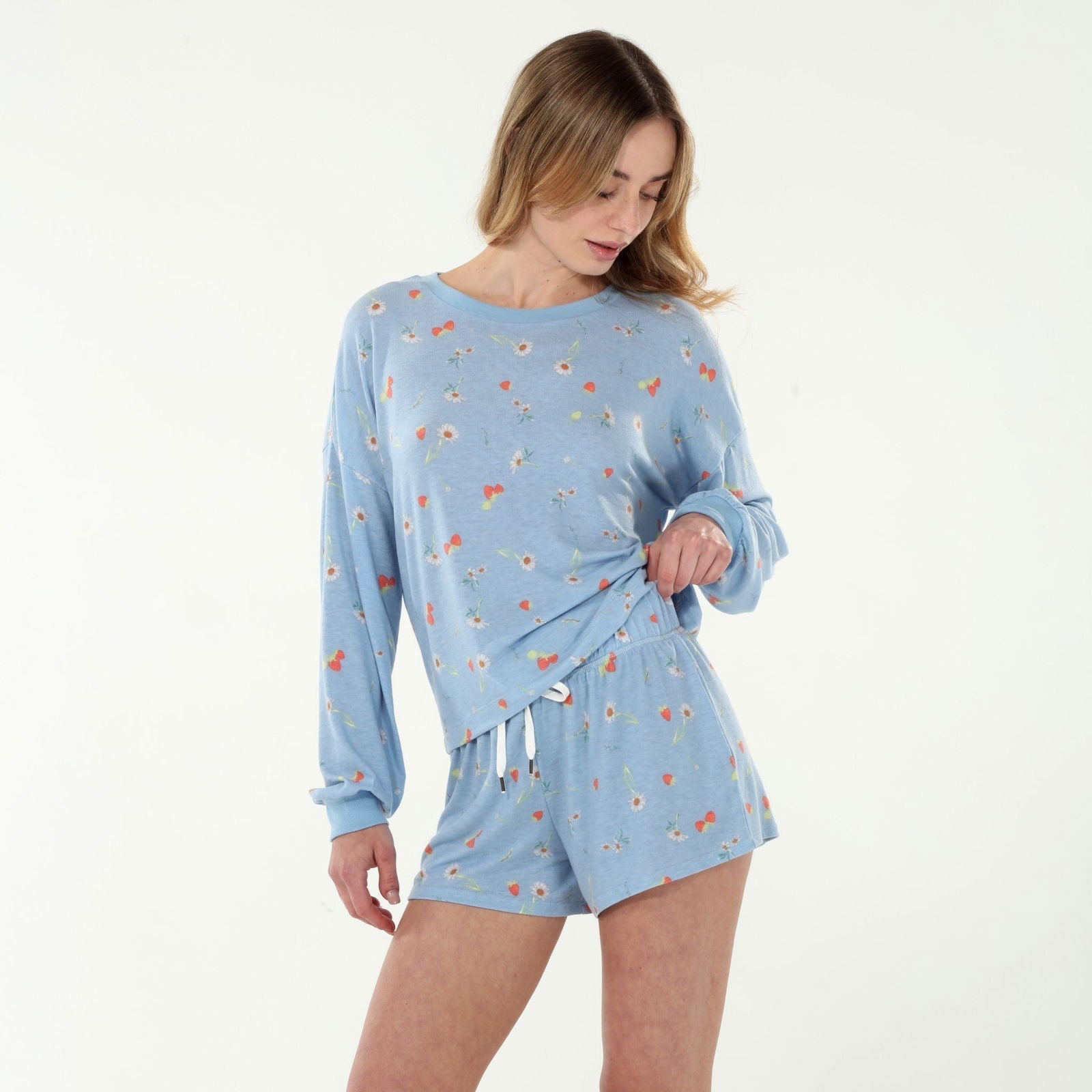 Star Seeker Long Sleeve Shortie Set In Pisces Berries - Loungewear -