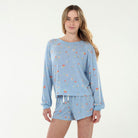 Star Seeker Long Sleeve Shortie Set In Pisces Berries - Loungewear -