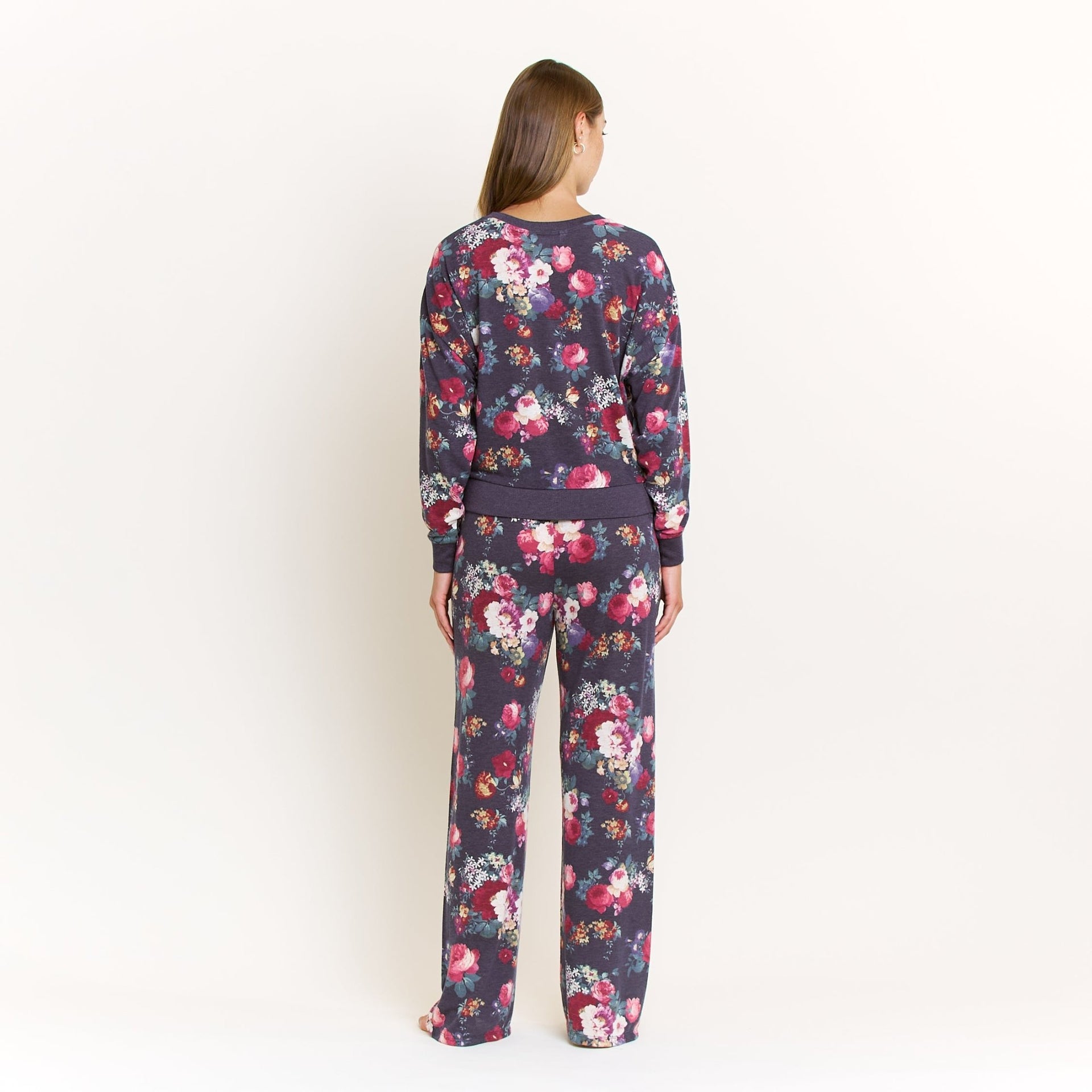 Star Seeker Long Vee Set in Midnight Floral - Sleepwear & Loungewear -