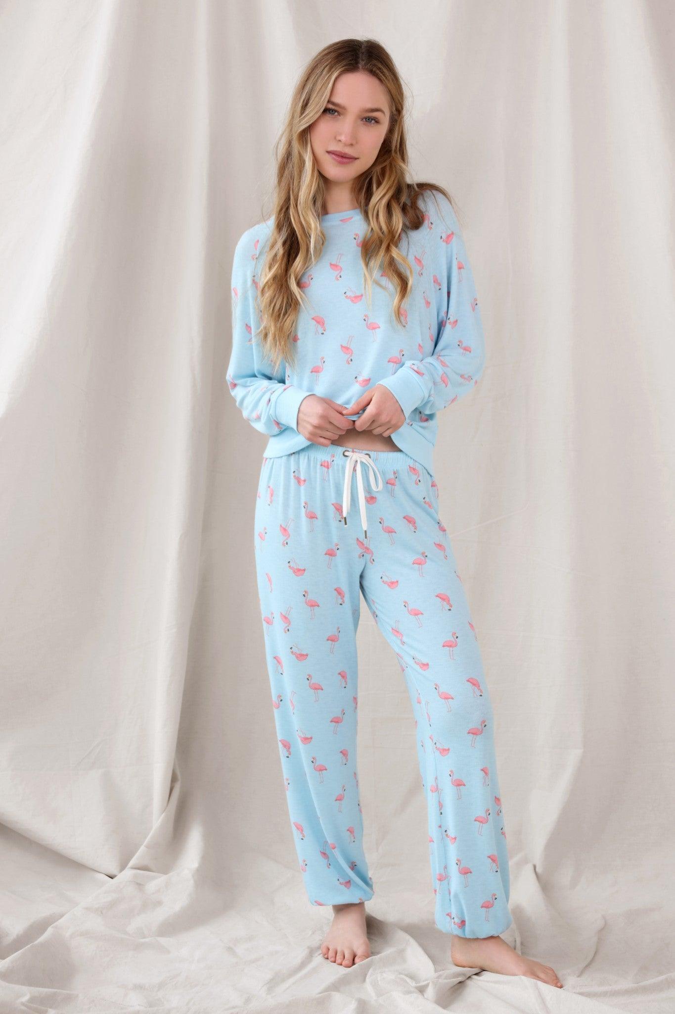 Star Seeker Lounge Set in Moontint Flamingos - Sleepwear & Loungewear - X-Large