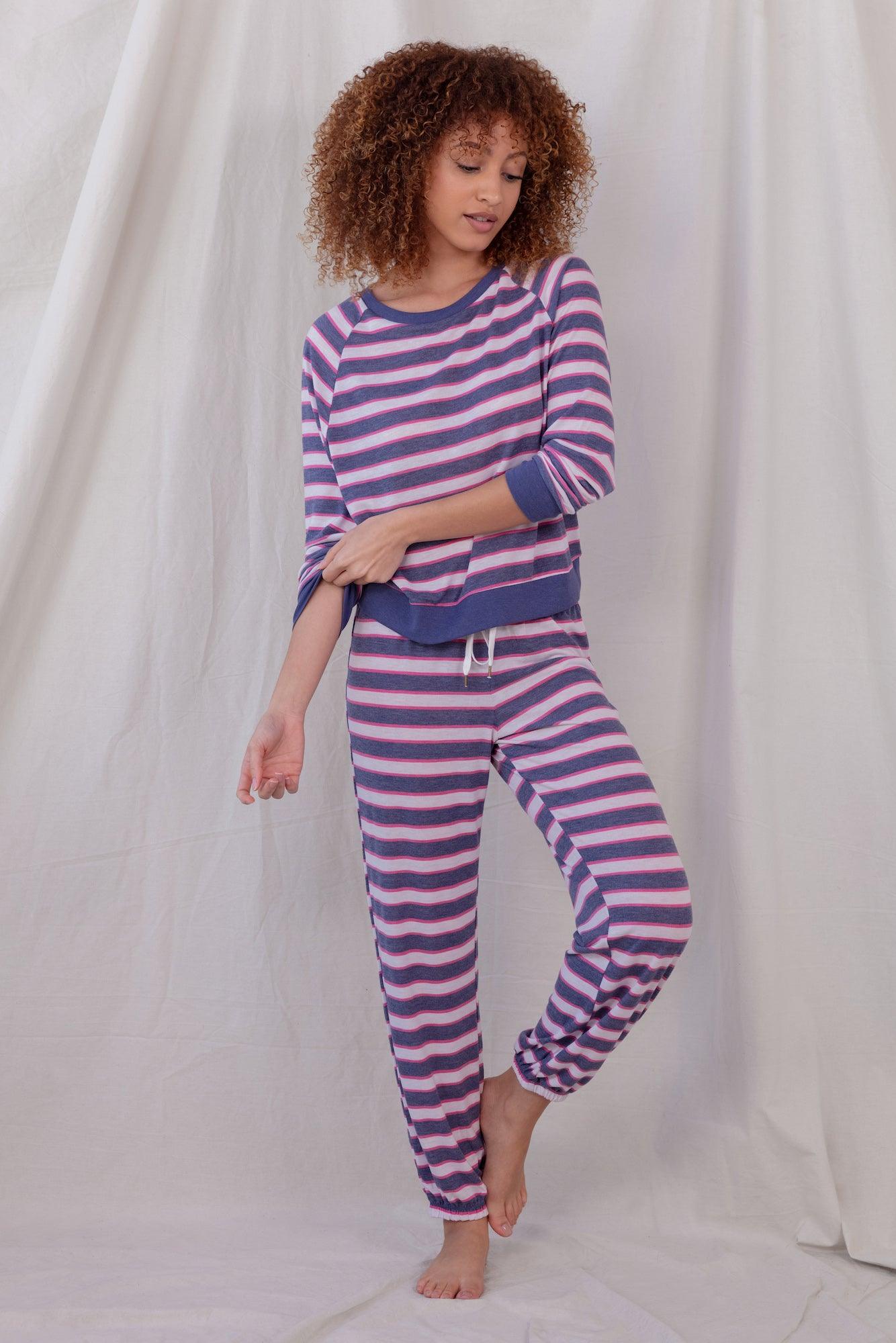 Star Seeker Lounge Set in Navy Stripe - Sleepwear & Loungewear -