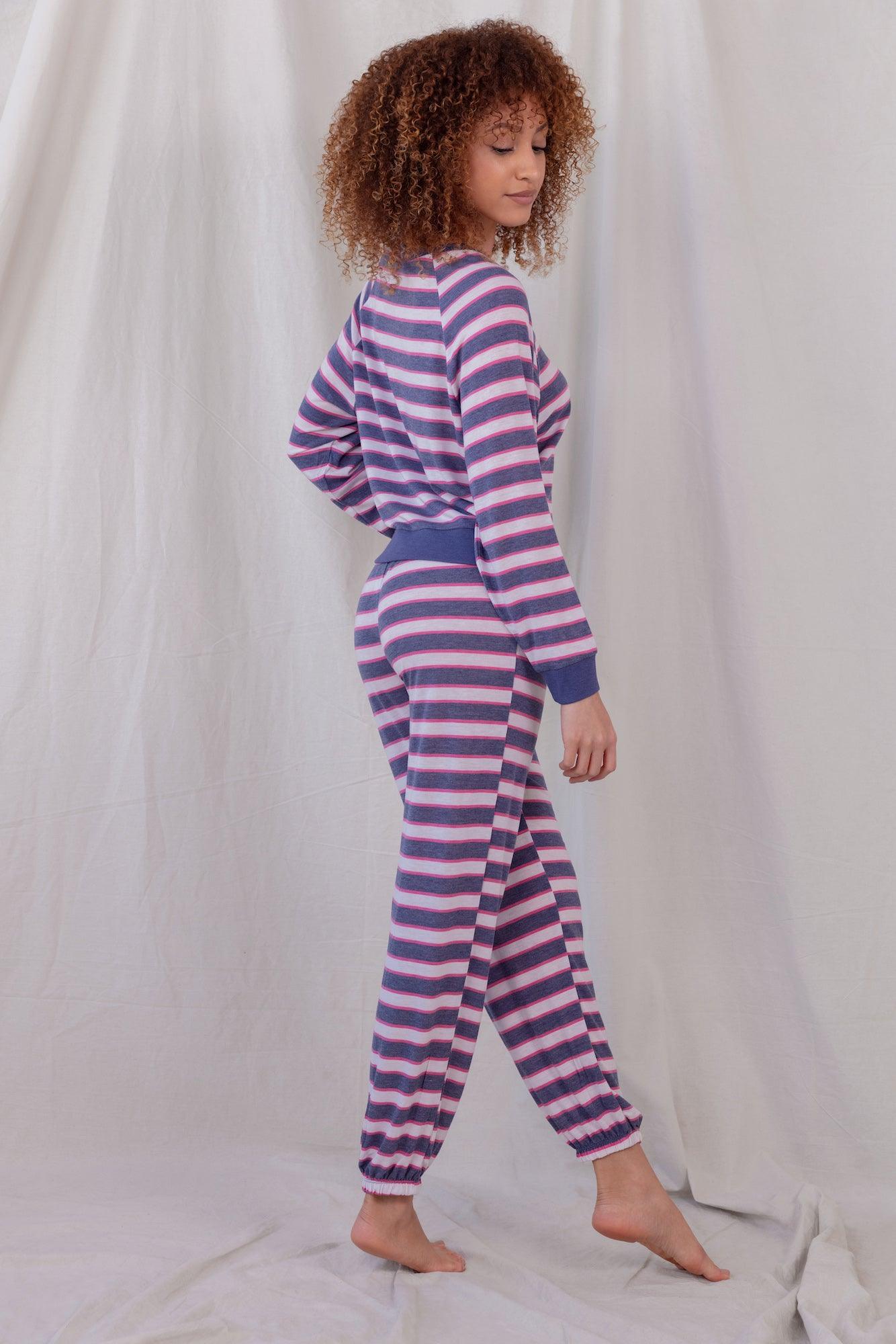 Star Seeker Lounge Set in Navy Stripe - Sleepwear & Loungewear -