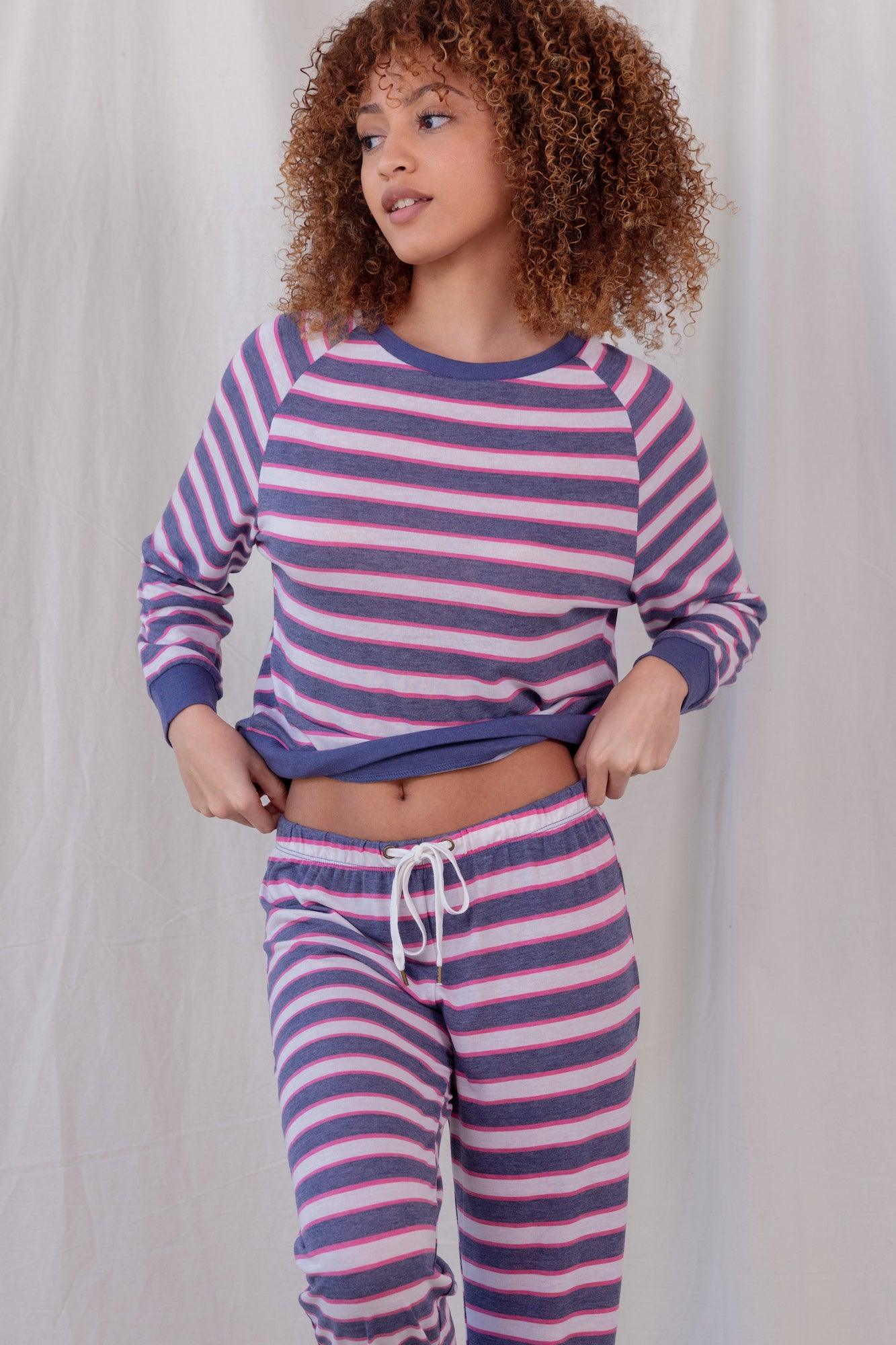 Star Seeker Lounge Set in Navy Stripe - Sleepwear & Loungewear - X-Large