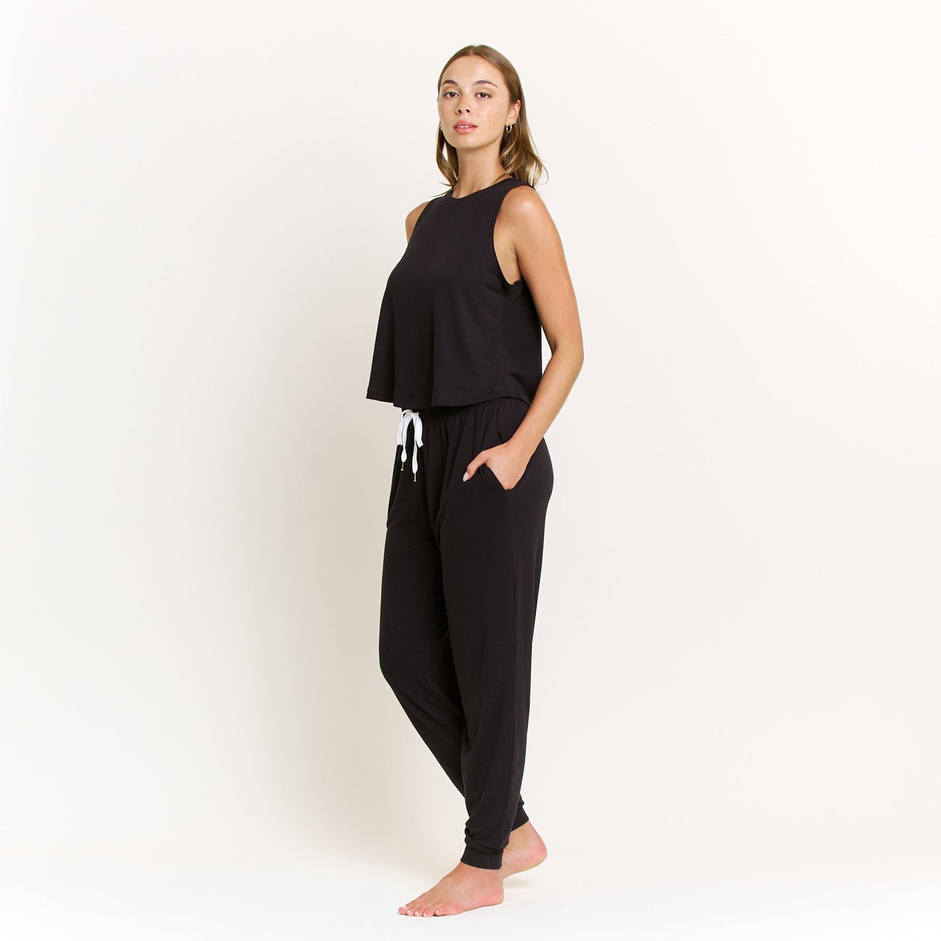 Star Seeker Tank Pant Set in Black - -