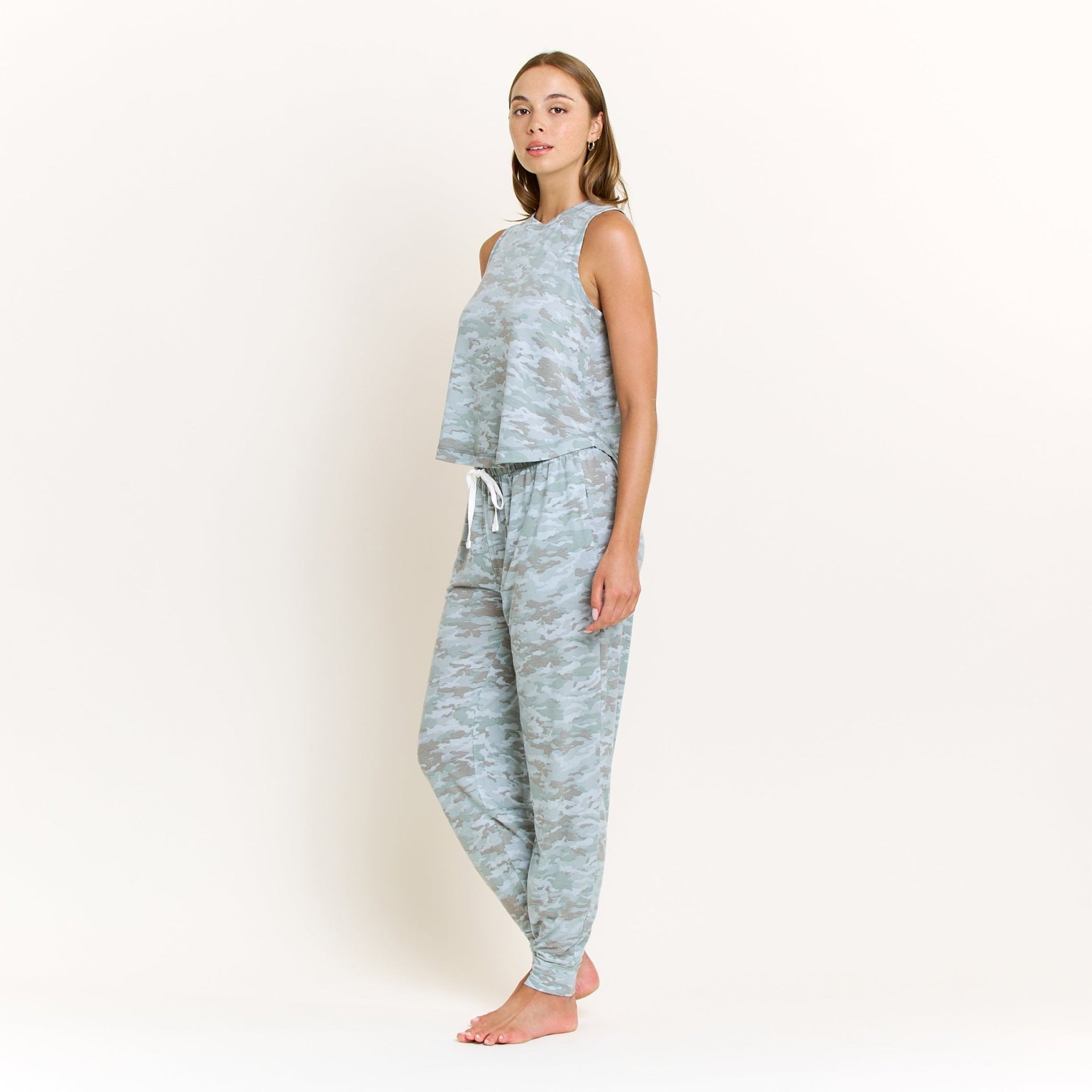 Star Seeker Tank Pant Set in Fern Camo - -