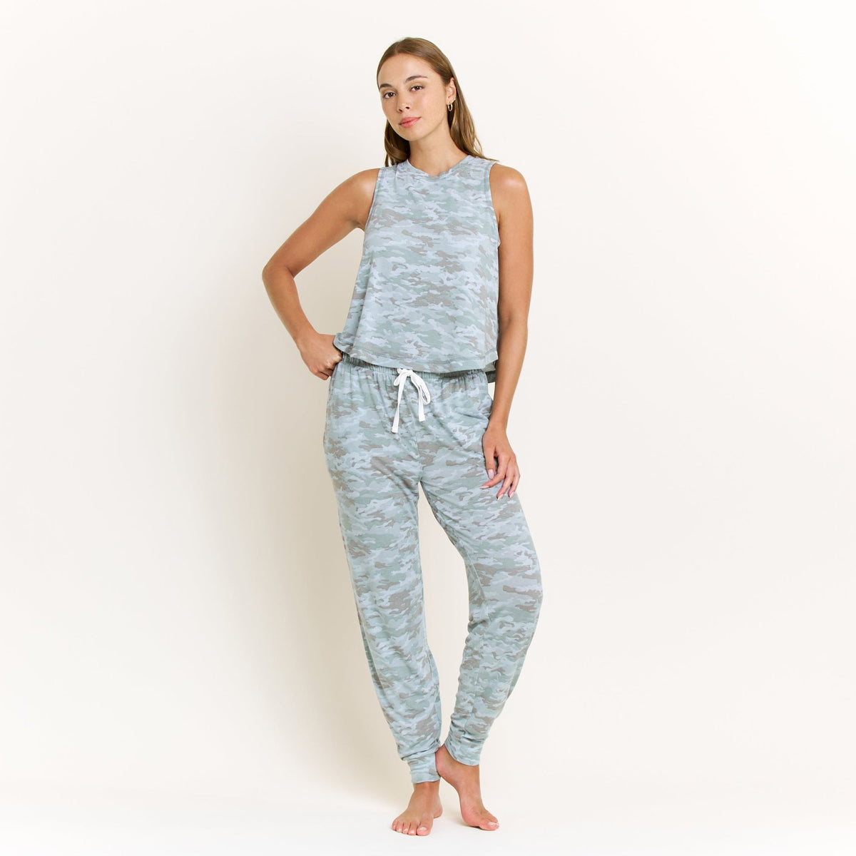 Star Seeker Tank Pant Set in Fern Camo - Sleepwear & Loungewear - XL