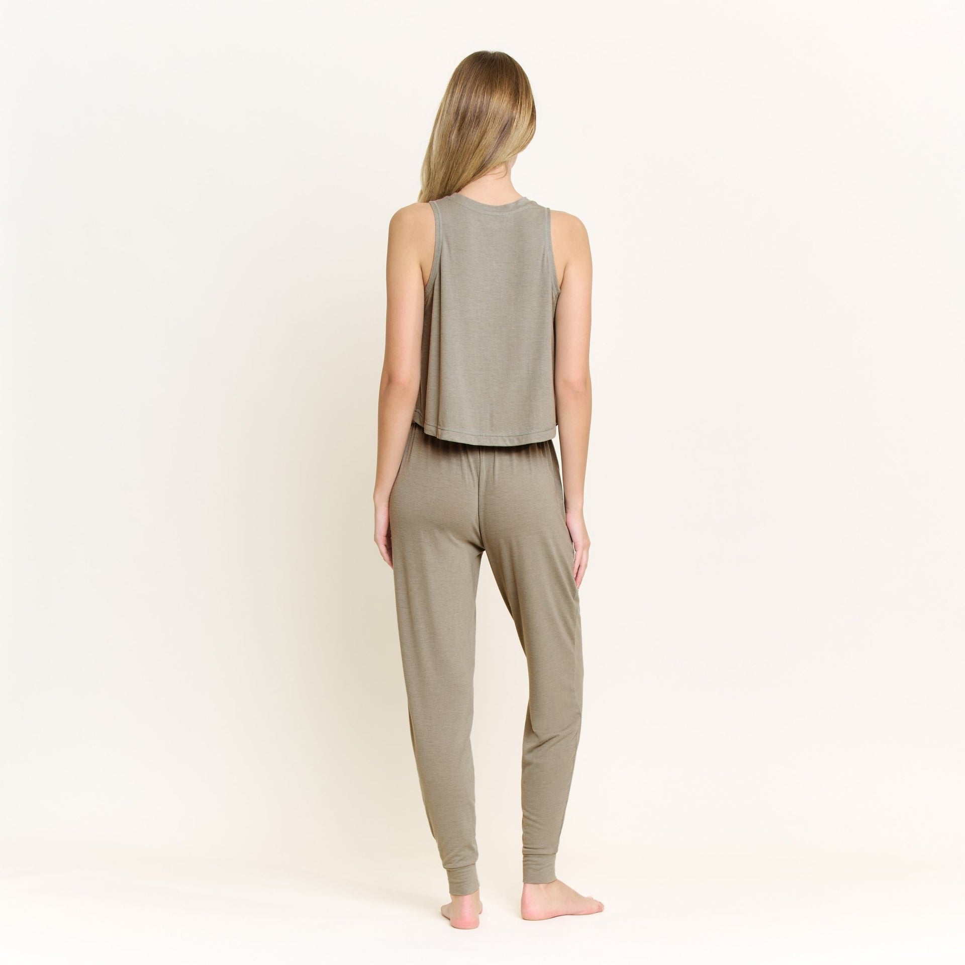 Star Seeker Tank Pant Set in Soft Olive - -