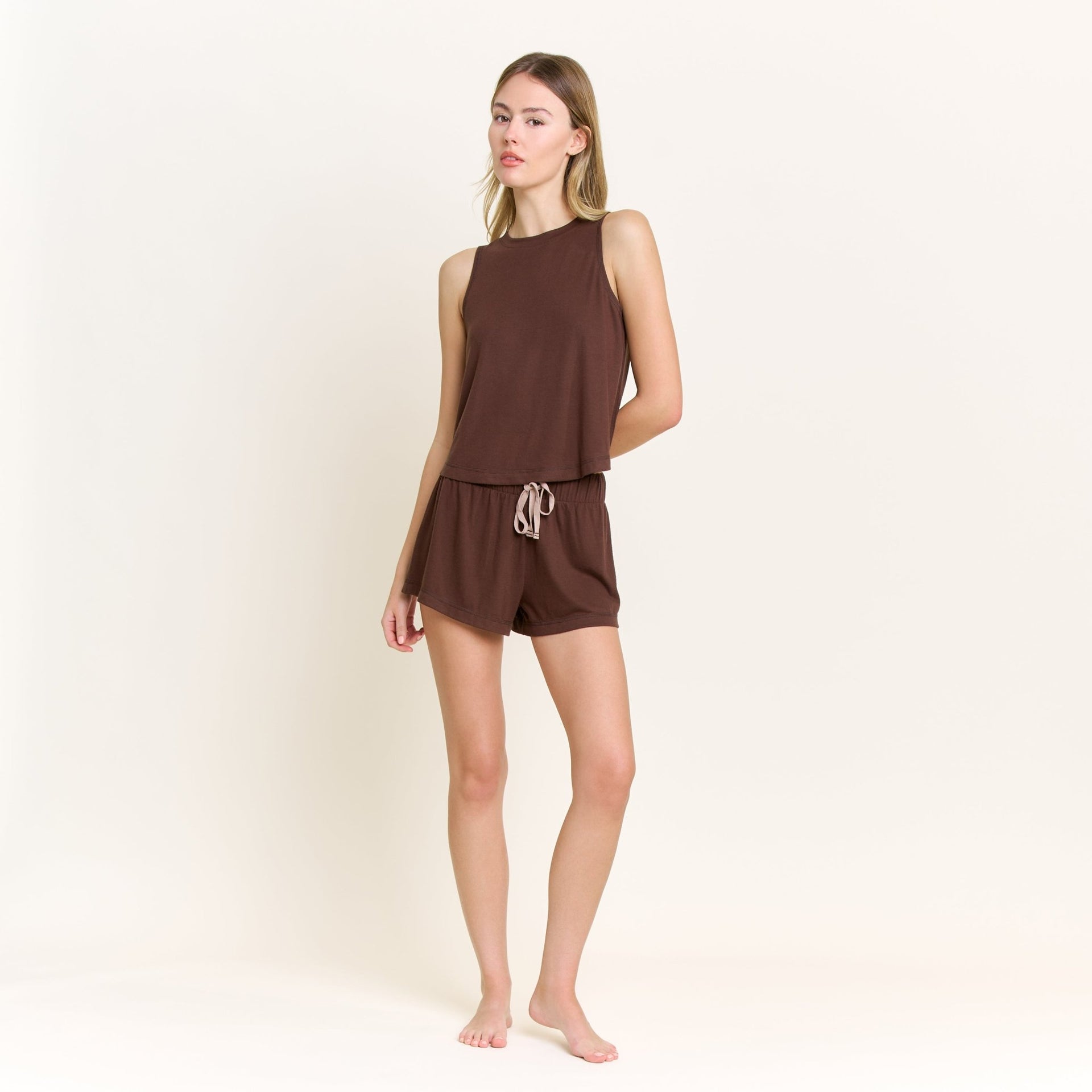 Star Seeker Tank Shortie Set in Chocolate - Tank+Short -