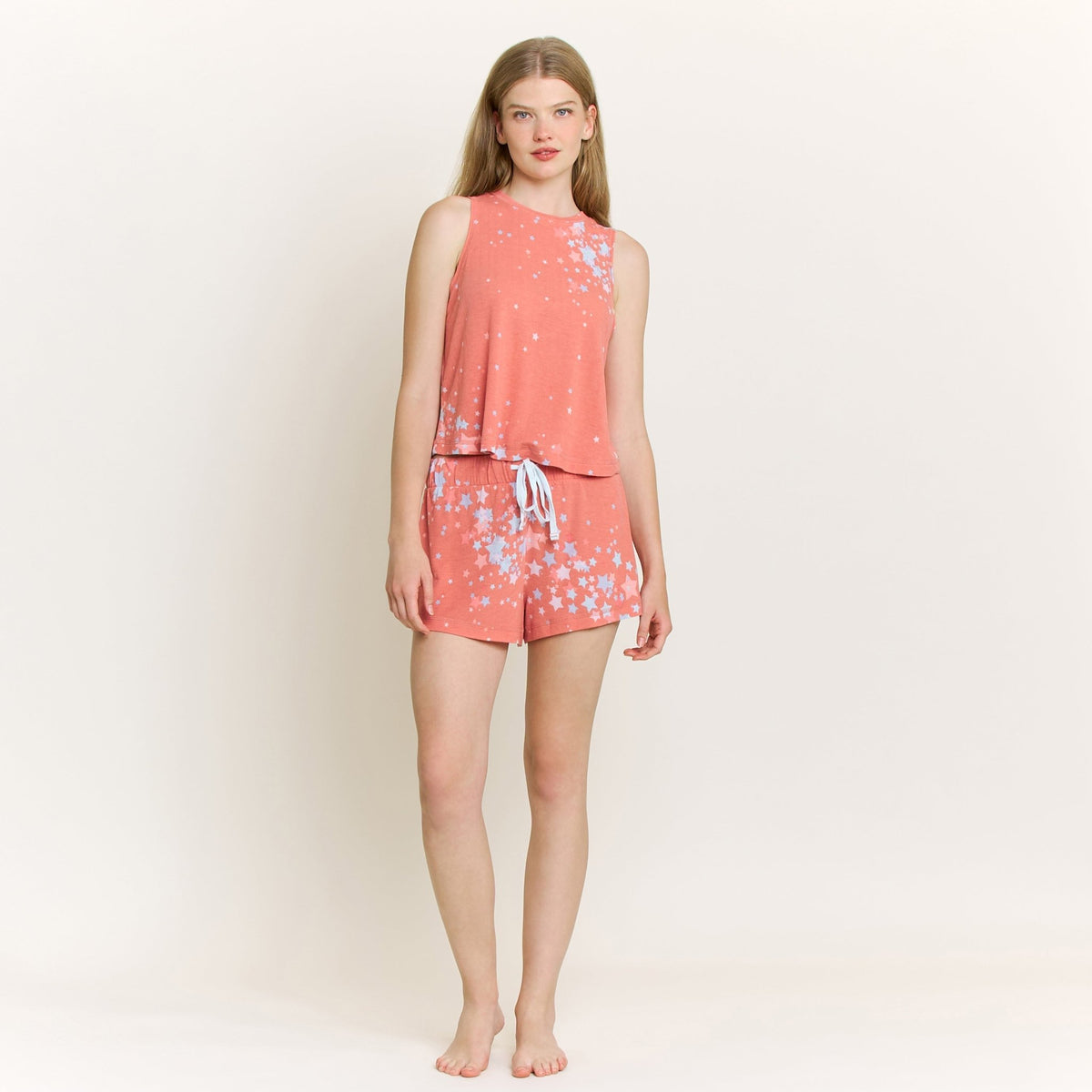 Star Seeker Tank Shortie Set in Coral Blush Stars - Shortie Set - XL