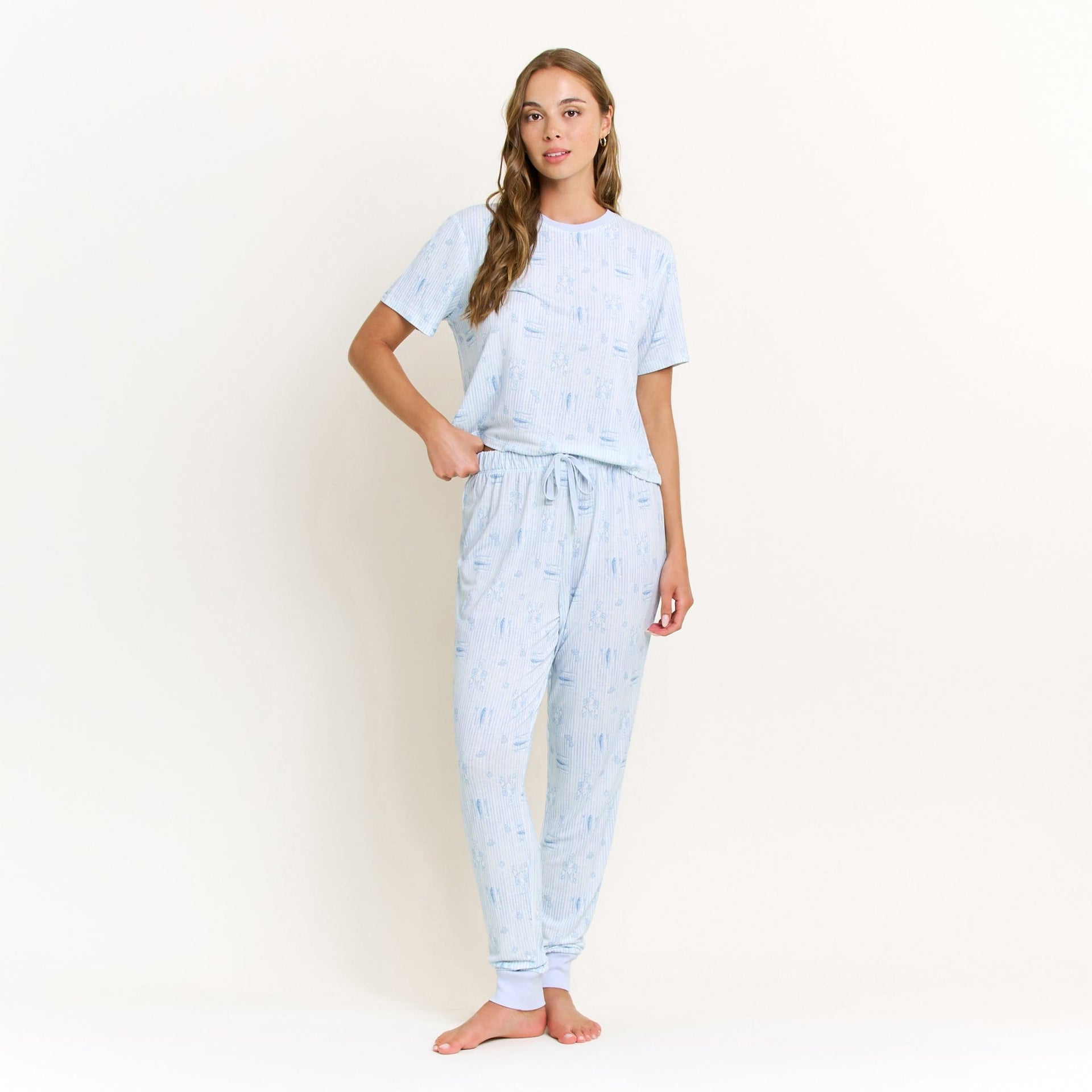 Star Seeker Tee Jogger Set in Saltwater Sonata - -