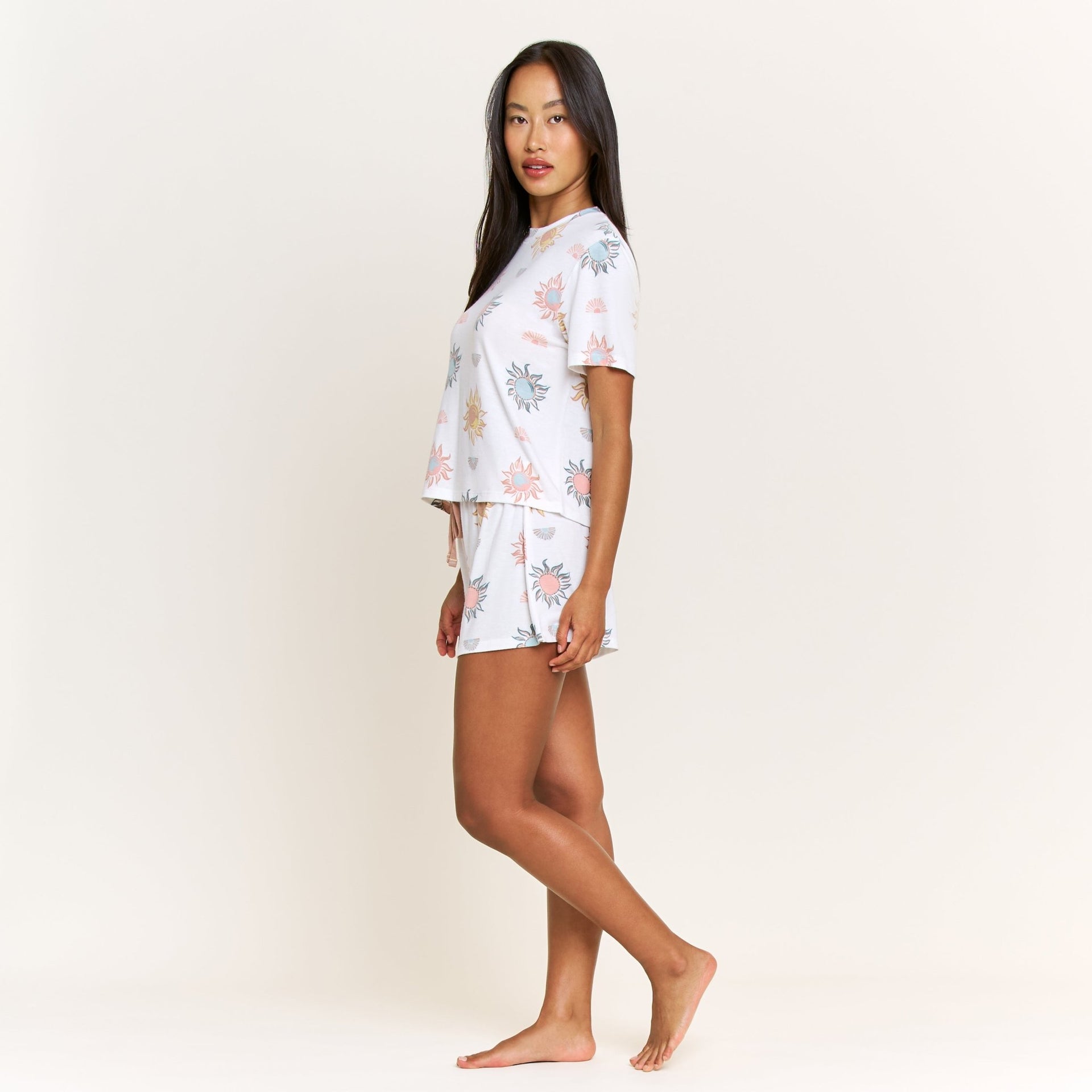 Star Seeker Tee Shortie Set in Ivory Western Suns - -