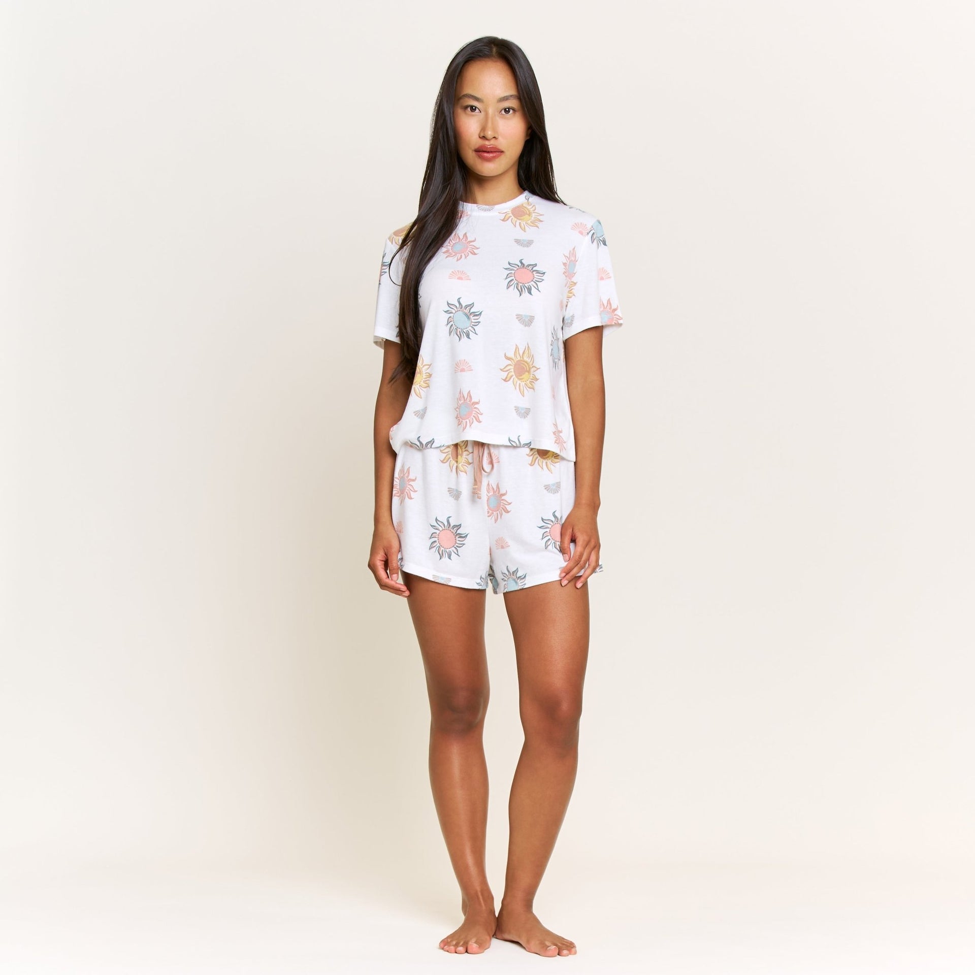 Star Seeker Tee Shortie Set in Ivory Western Suns - -